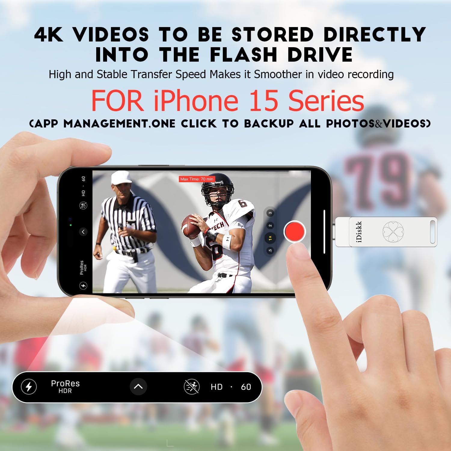 iDiskk Unidad flash SSD portátil de 128 GB 500 mbS para iPhone 15 o 15 Plus15 Pro15 Pro Max, USB C iPad, MacBook, portátiles, teléfonos Android y PC