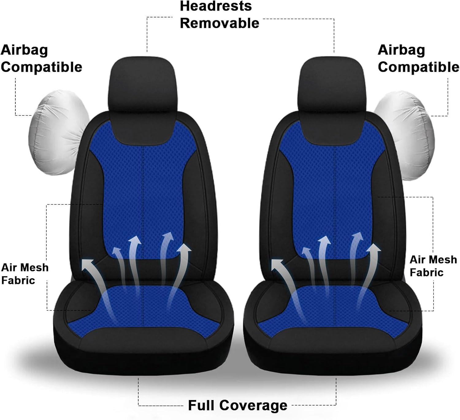 JINGSEN Juego completo de 17 fundas de asiento de automóvil 3D de malla de aire 3D para mujer, esponja compuesta de 0.197 in, paño de malla de aire