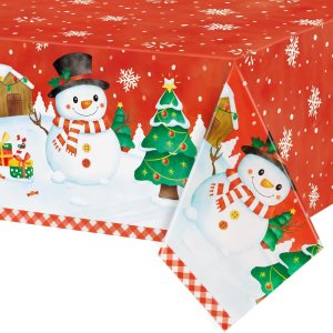 Manteles de Navidad de plástico, 1 paquete de manteles rectangulares de plástico desechables de 54 x 108 pulgadas, para Navidad, vacaciones, cena Manteles de Navidad de plástico, 1 paquete de manteles rectangulares de plástico desechables de 54 x 108 pulgadas, para Navidad, vacaciones, cena