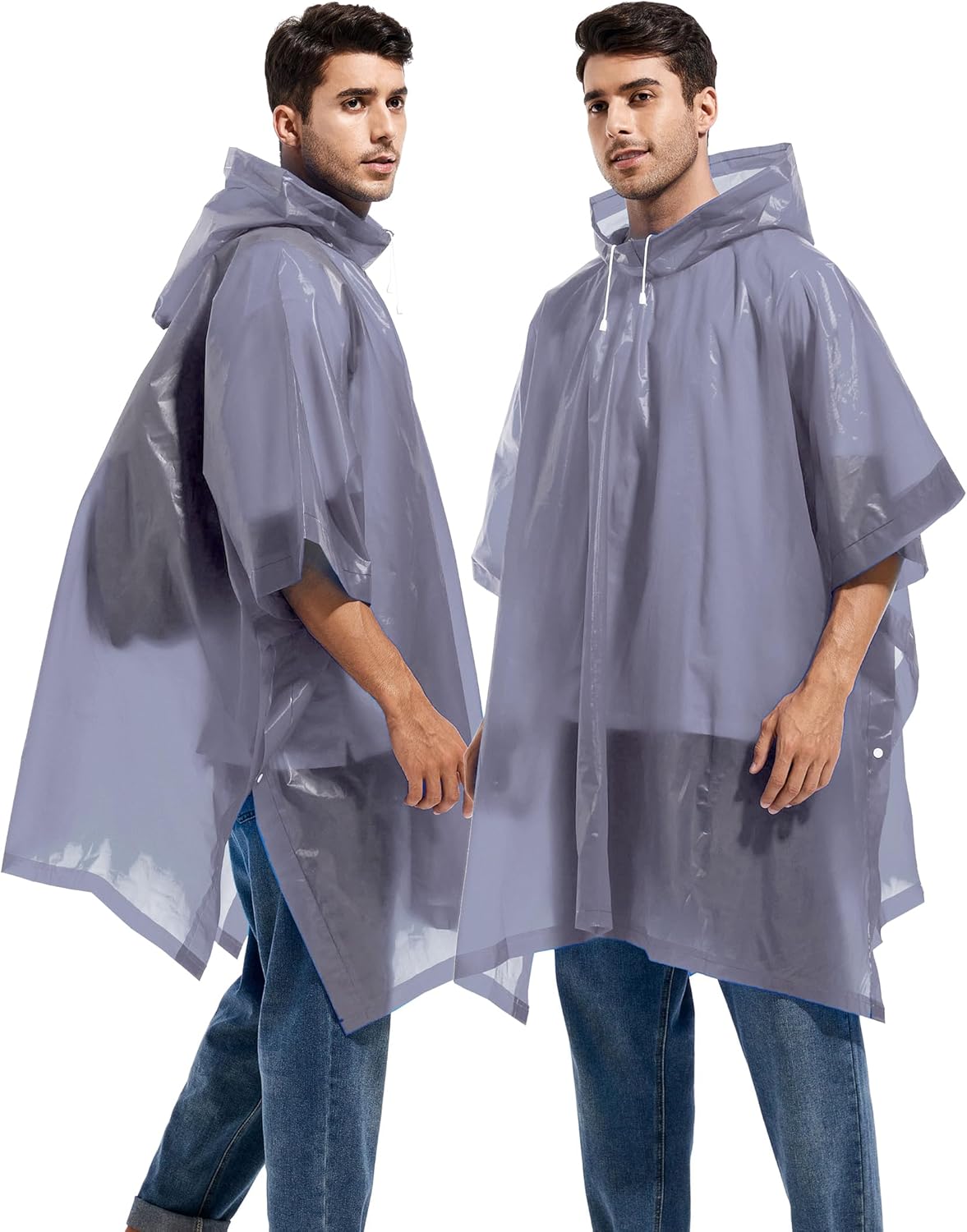 Borogo Paquete de 2 ponchos de lluvia para adultos, reutilizables, impermeables, de supervivencia, emergencia, resistente, con capucha con cordón