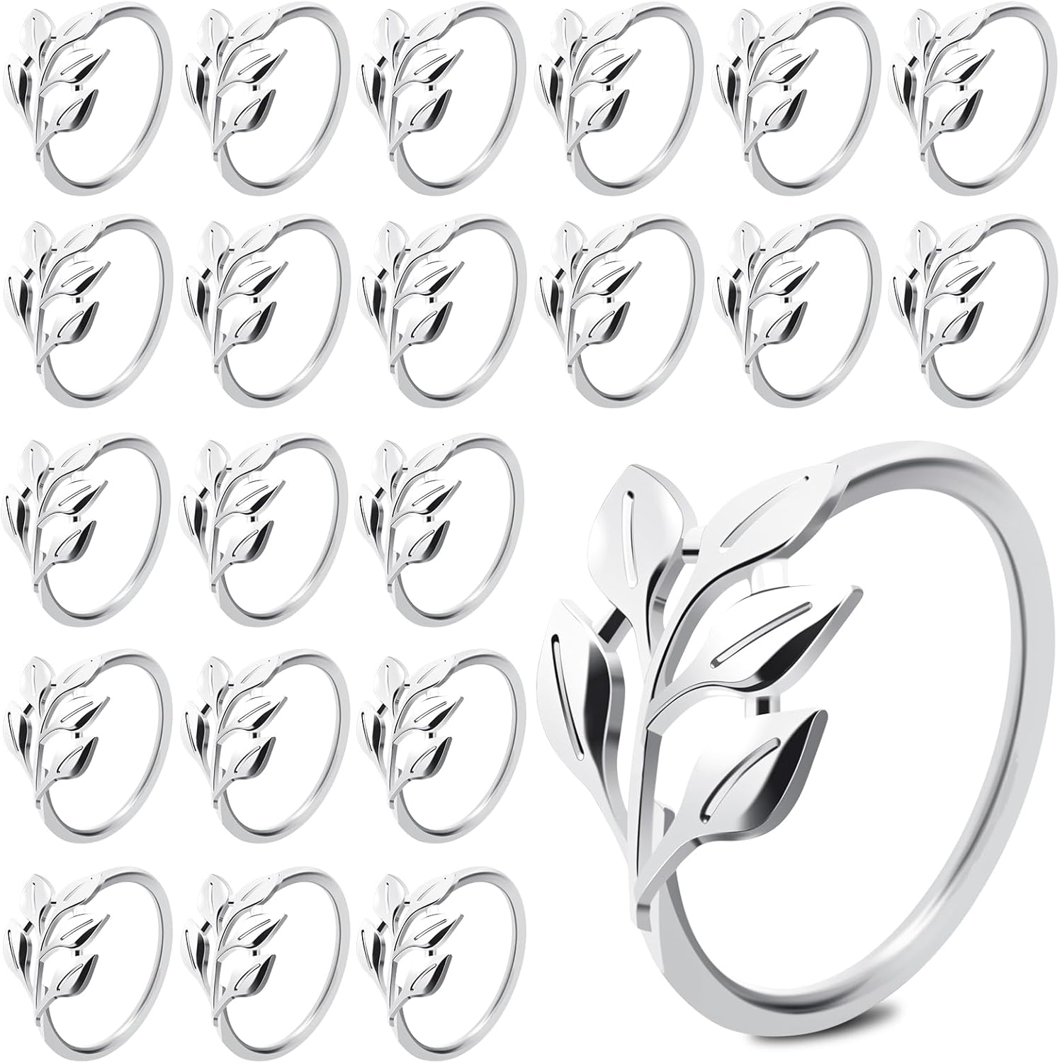 Servilleteros plateados  20 piezas a granel de servilletas de hojas anillos para Servilletas Servilletas de mesa Servilletas Soportadores para