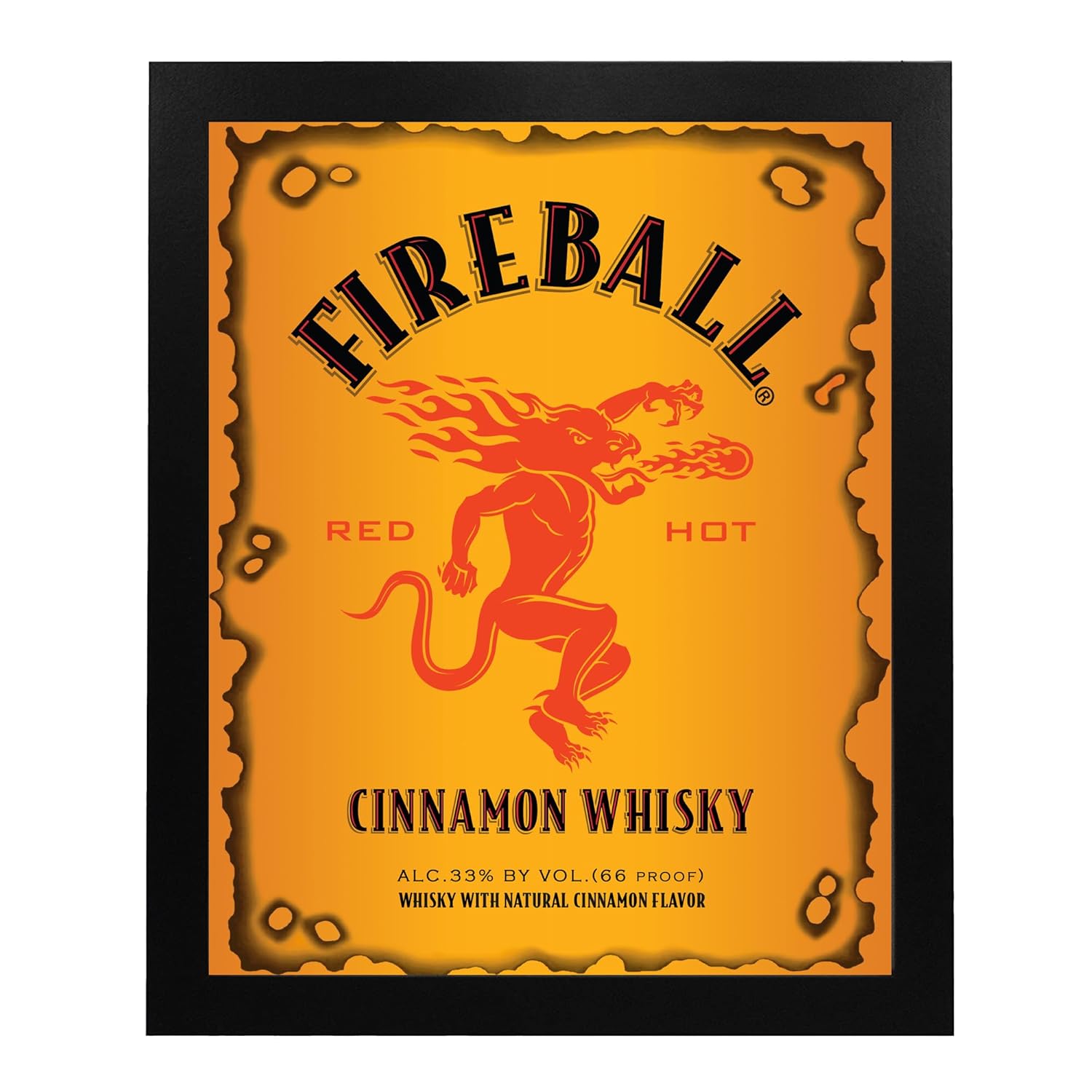 Fireball – Red Hot Whisky- Funny Bar Wall Sign, Retro Liquor Replica Sign Photo Wall Art Print, Ideal Wall Decor for Home Decor, Pub & Man Cave