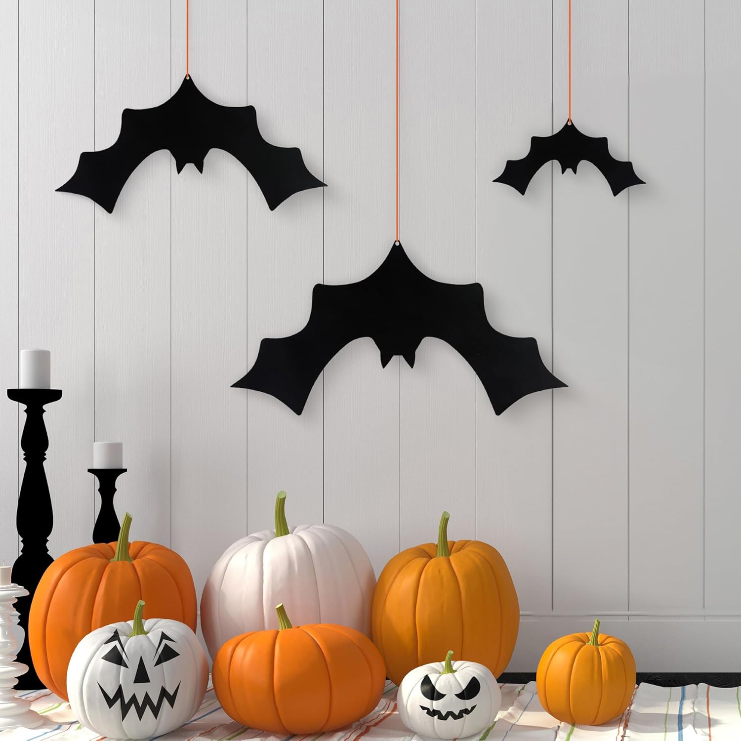 BVLFOOK Decoración de pared de murciélagos, 3 piezas de murciélagos de metal, decoración de Halloween, calcomanías colgantes para decoración del