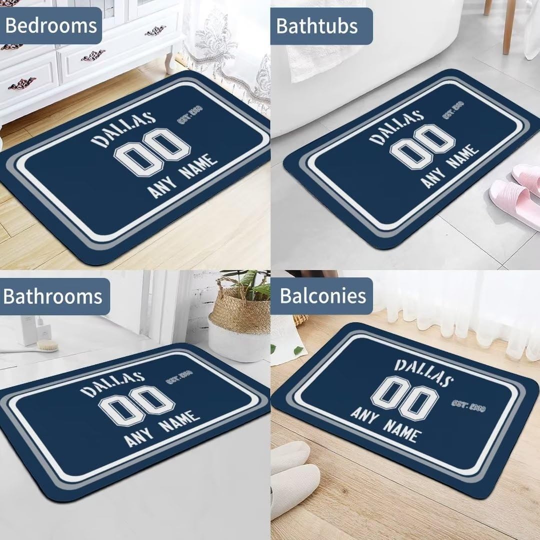 Tapetes de fútbol personalizados para baño, antideslizantes, absorbentes de agua, con número de nombre, regalos para hombres y mujeres