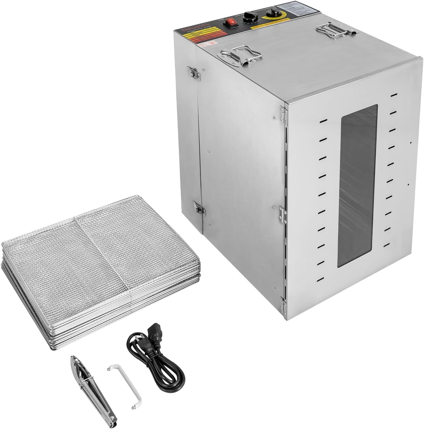 Deshidratador de alimentos de 16 bandejas para carne seca de acero inoxidable de 1500 W, máquina deshidratadora comercial de alimentos con