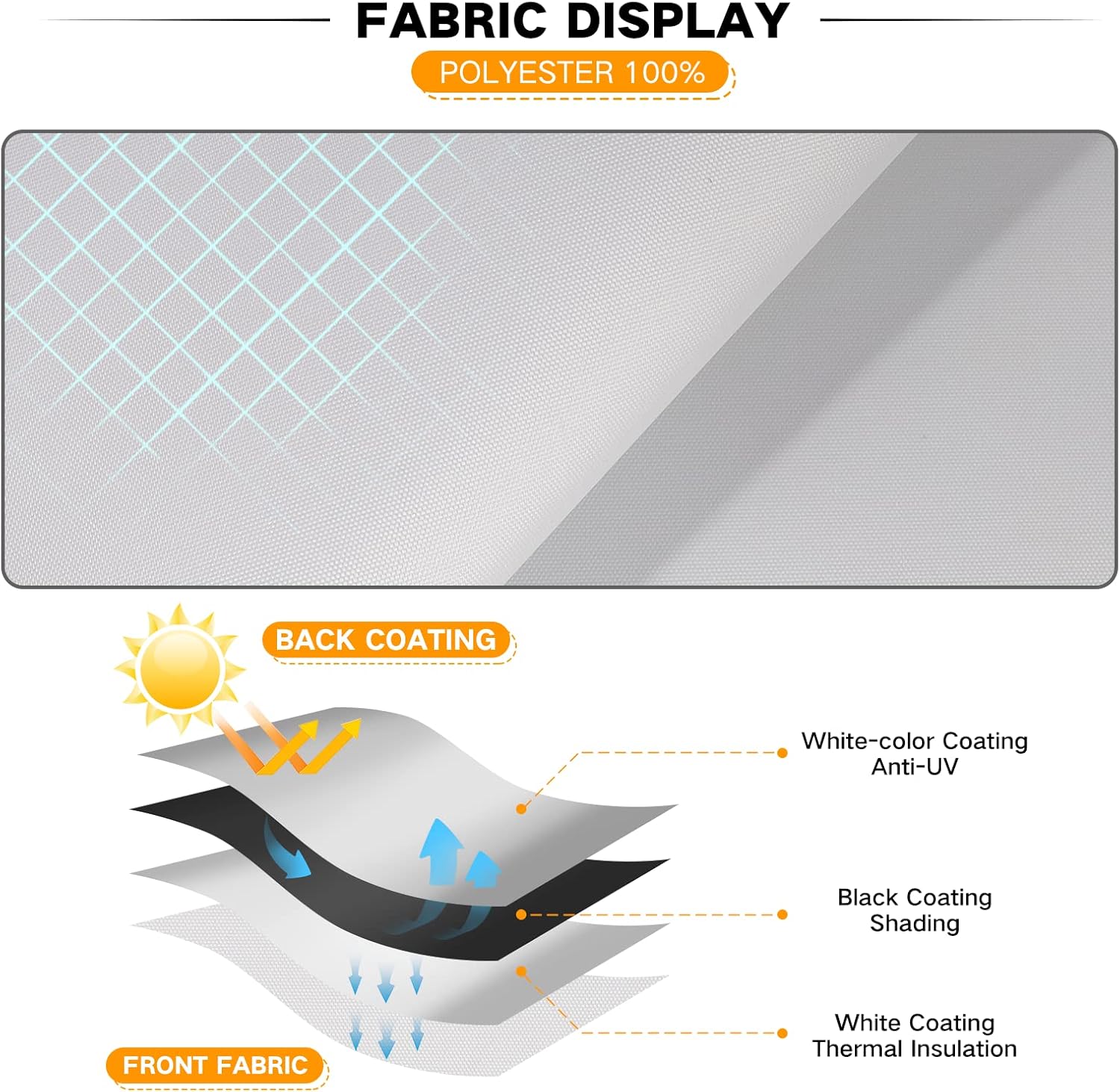 Persianas 100% opacas para ventanas, sin cordón, con aislamiento térmico, tela de protección UV. Persianas enrollables opacas totales para oficina y