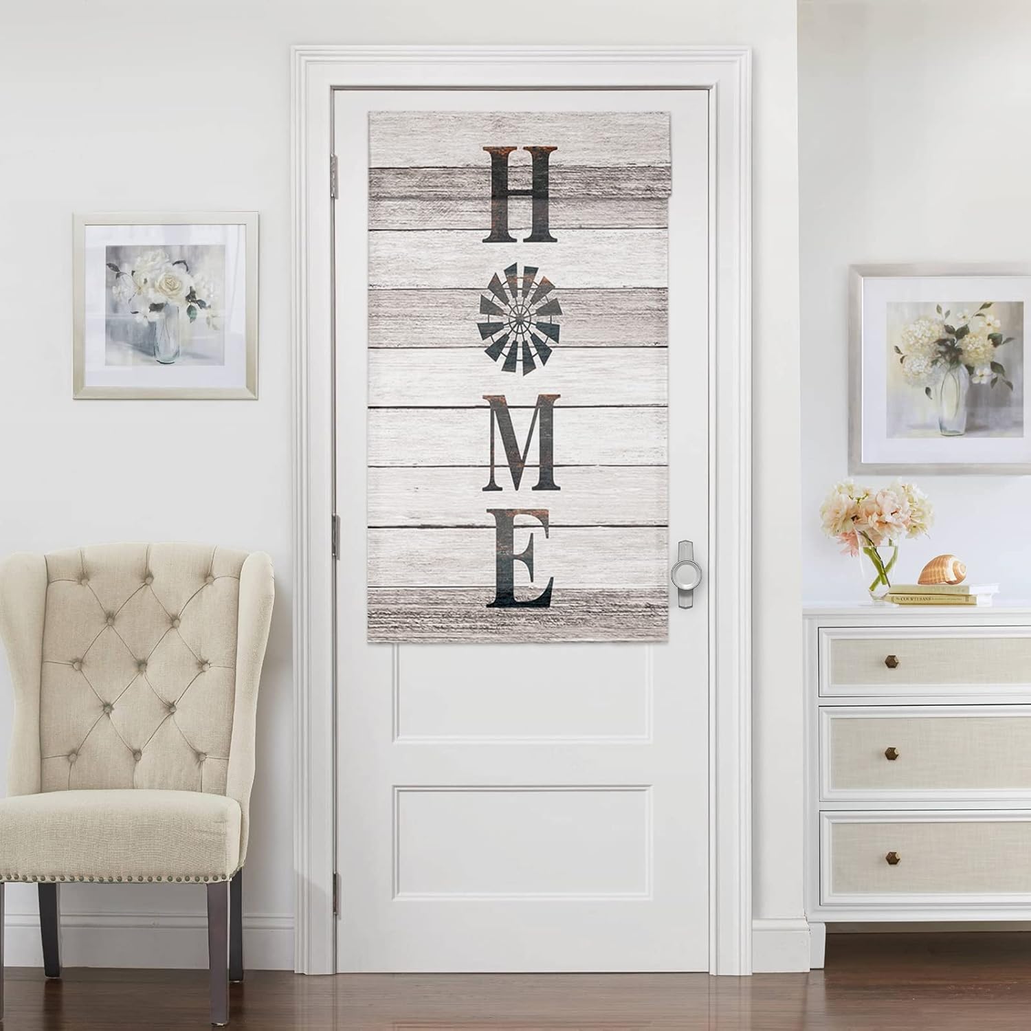 Cortinas de puerta para ventanas de puerta, cortinas rústicas de madera de molino de viento para puerta de vidrio francesa, privacidad con