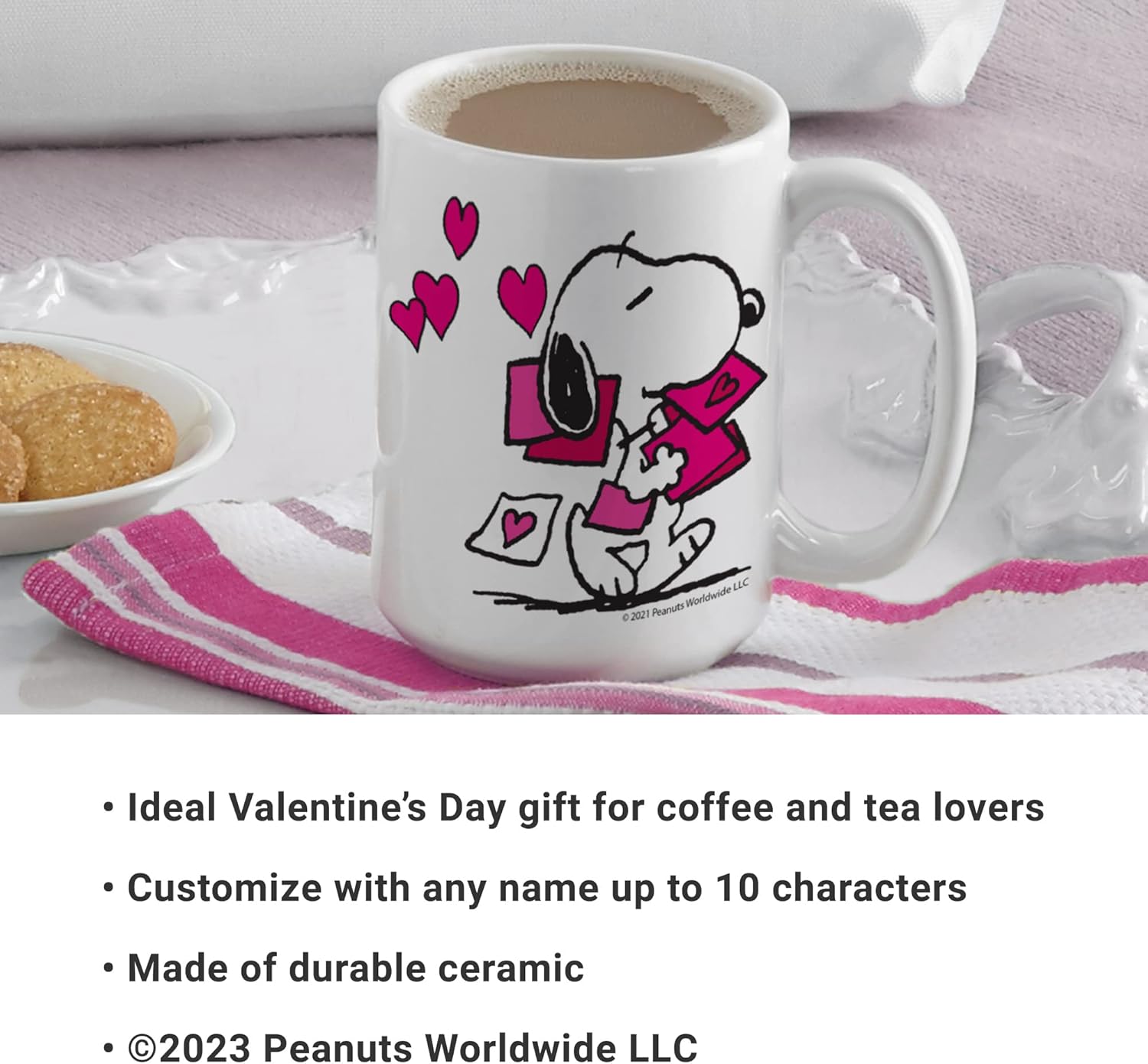 Let’s Make Memories Taza oficial de Peanuts personalizada Love From Snoopy – Love