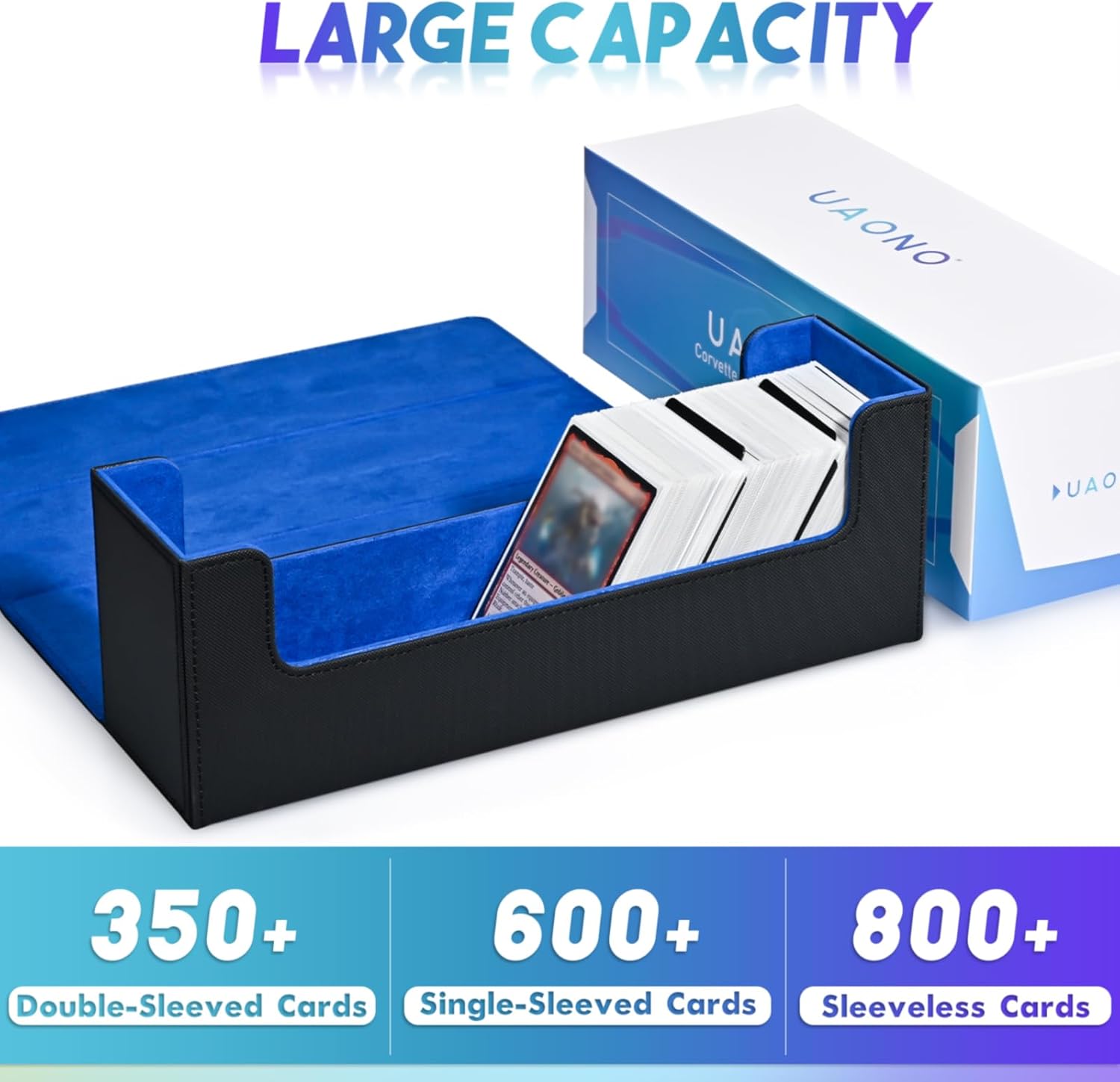 Caja de almacenamiento de tarjetas para tarjetas intercambiables, más de 600 fundas de piel sintética para cartas de comandante, soporte magnético