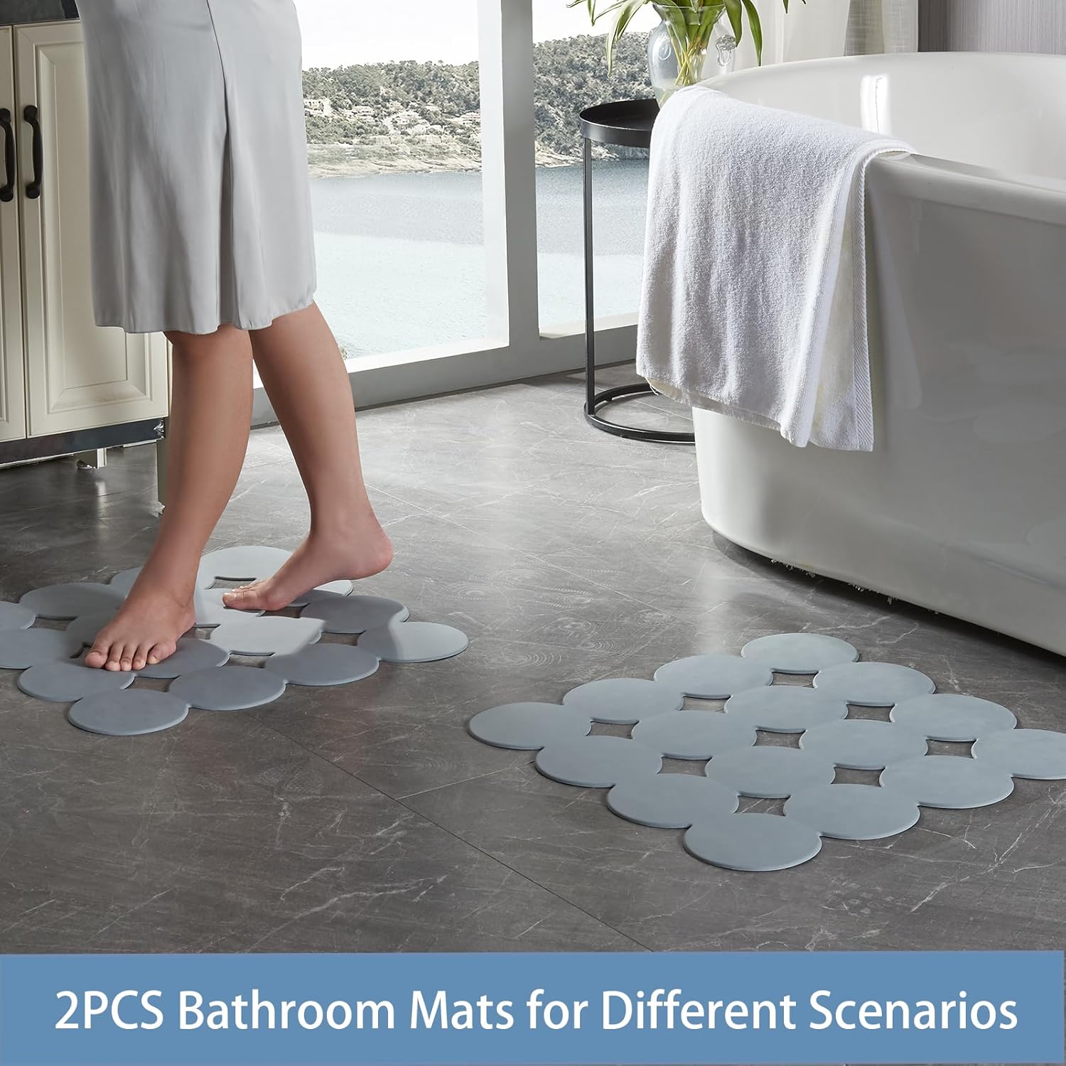 Alfombrilla de ducha antideslizante 2 tapetes de baño antideslizantes para bañera con ventosas fuertes para bañera y bañera para ancianos y niños,