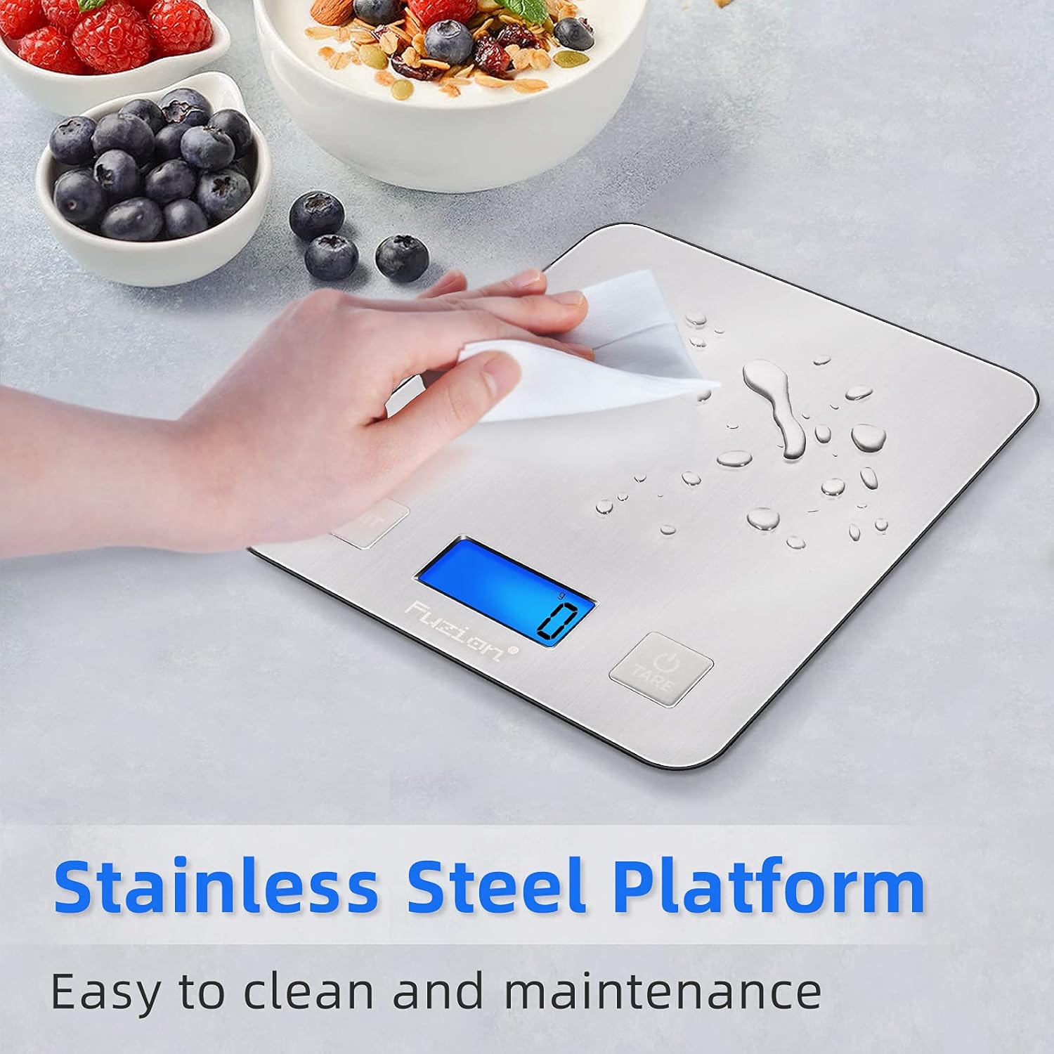 Fuzion Báscula digital de cocina, 5000 g11 lb x 0.1 oz, báscula digital de peso gramos y onzas para pérdida de peso, cocinar y hornear, 5 unidades