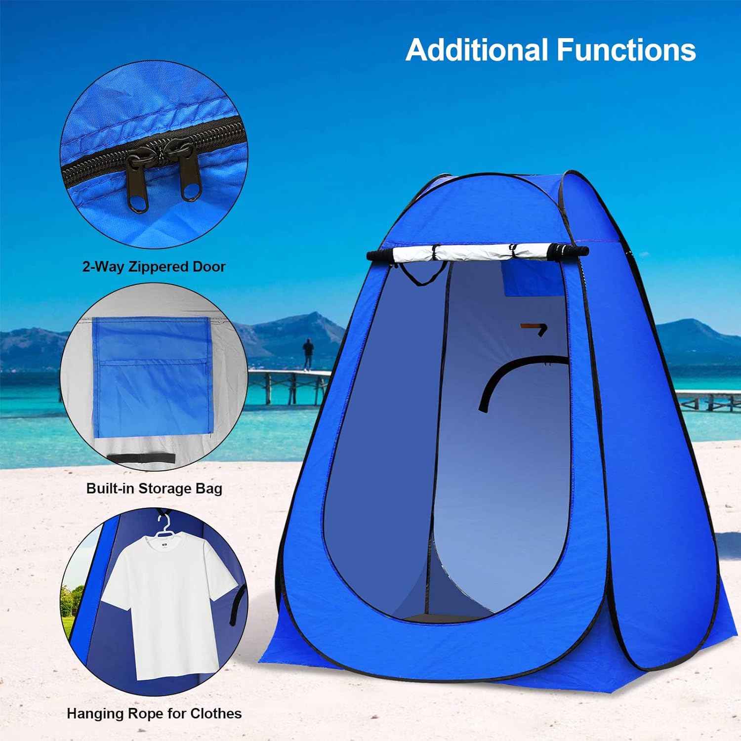 Tienda de campaña portátil de privacidad, campamento al aire libre, baño, baño, ducha, amplio vestidor, vestuario para senderismo, playa, picnic,