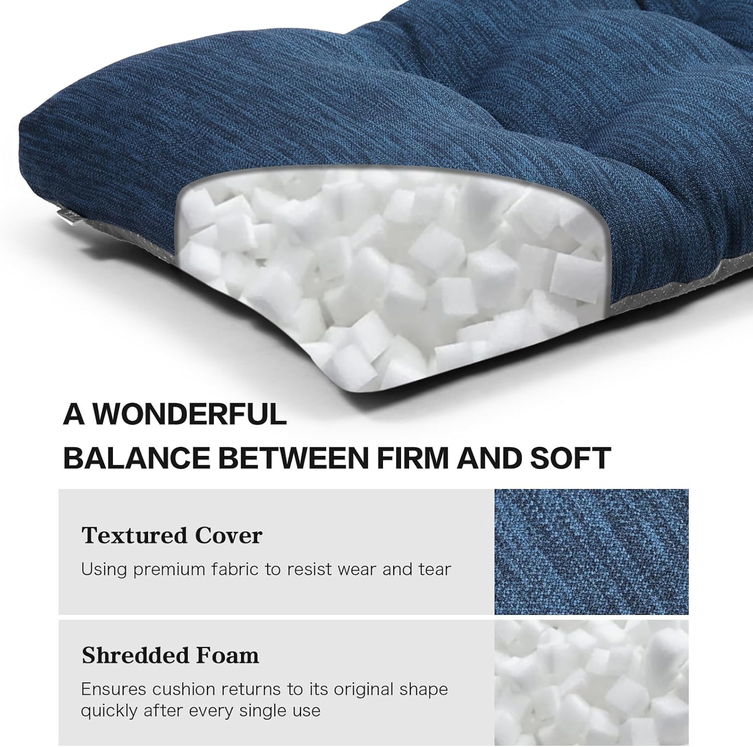 baibu Cojín de banco clásico de color sólido de 36 pulgadas con lazos, súper suave, para interiores y exteriores, cojín de espuma de tamaño estándar