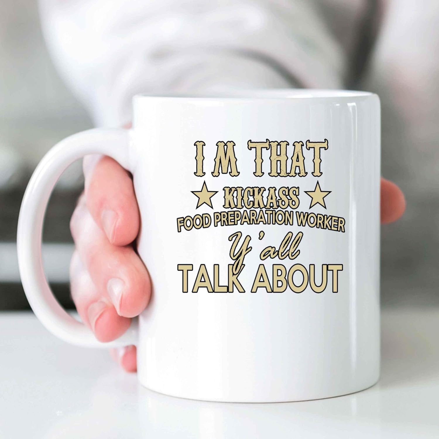Food Preparation Worker Appreciation Gift, for Coworker’s Graduation – Im That Kickass Food Prep Worker Yall Talk About 11 Oz White Ceramic Coffee