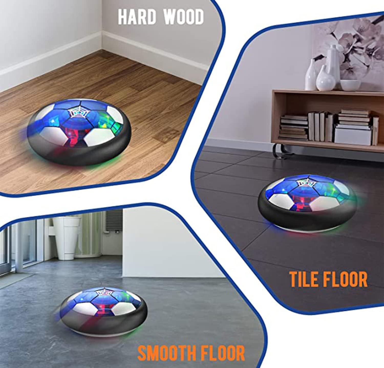 Hover – Balón de fútbol LED para niños, juguete divertido, parachoques de espuma, recargable, juego interior
