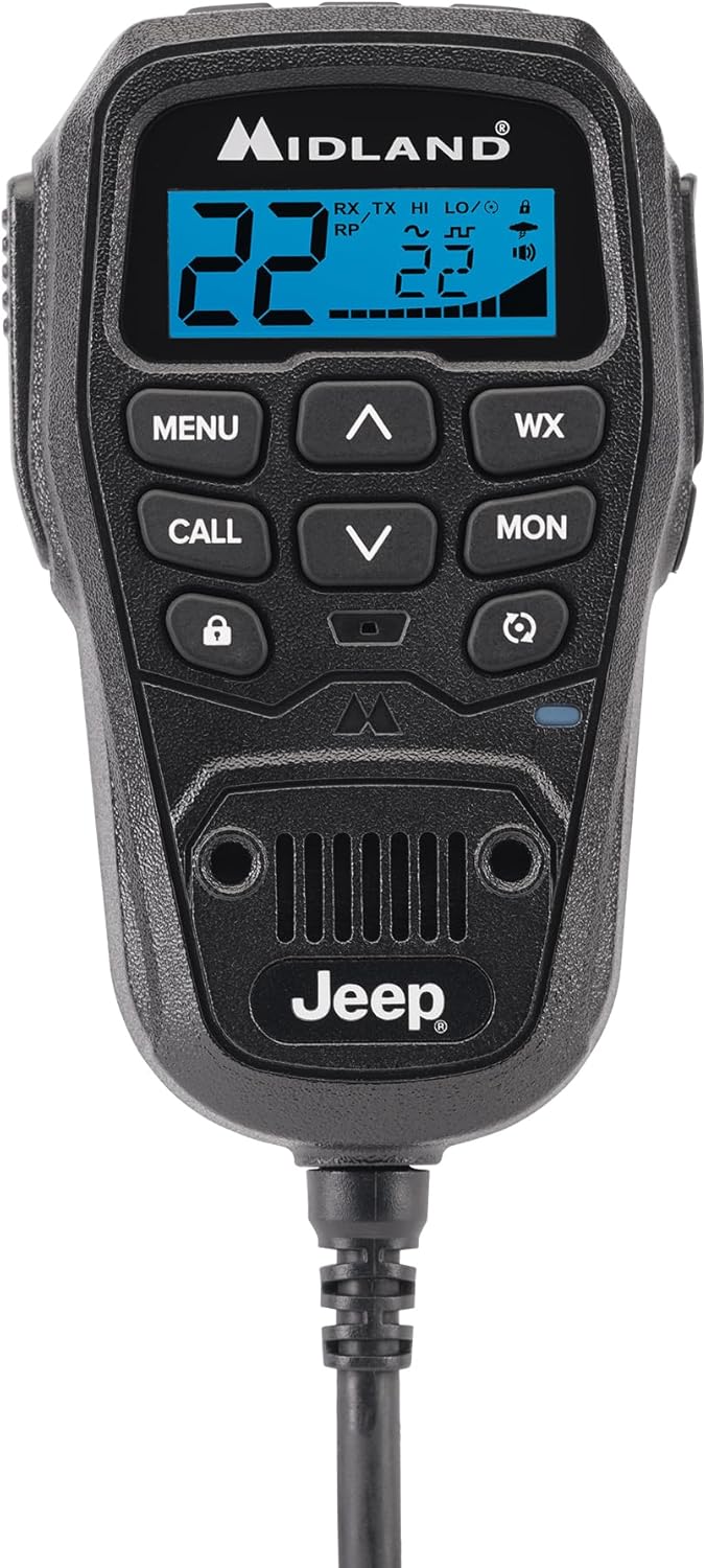 Midland Radio GMRS MicroMobile de marca Jeep MXT275 – Radio bidireccional de 15 vatios con micrófono de control integrado – Antena de montaje