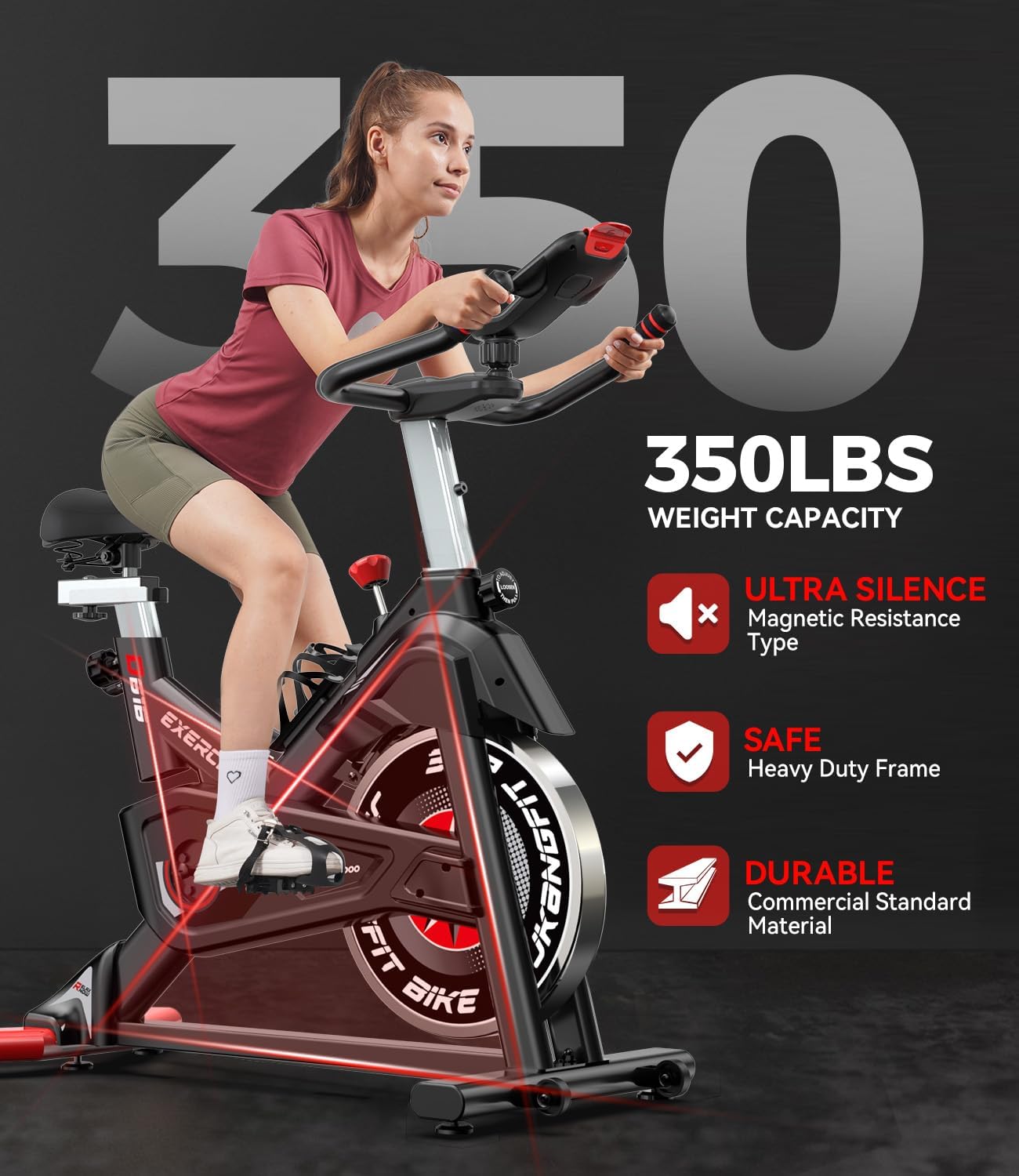 Pooboo Bicicleta estática magnética, bicicleta de ciclismo para interiores con sensor Bluetooth integrado, compatible con aplicaciones de bicicleta