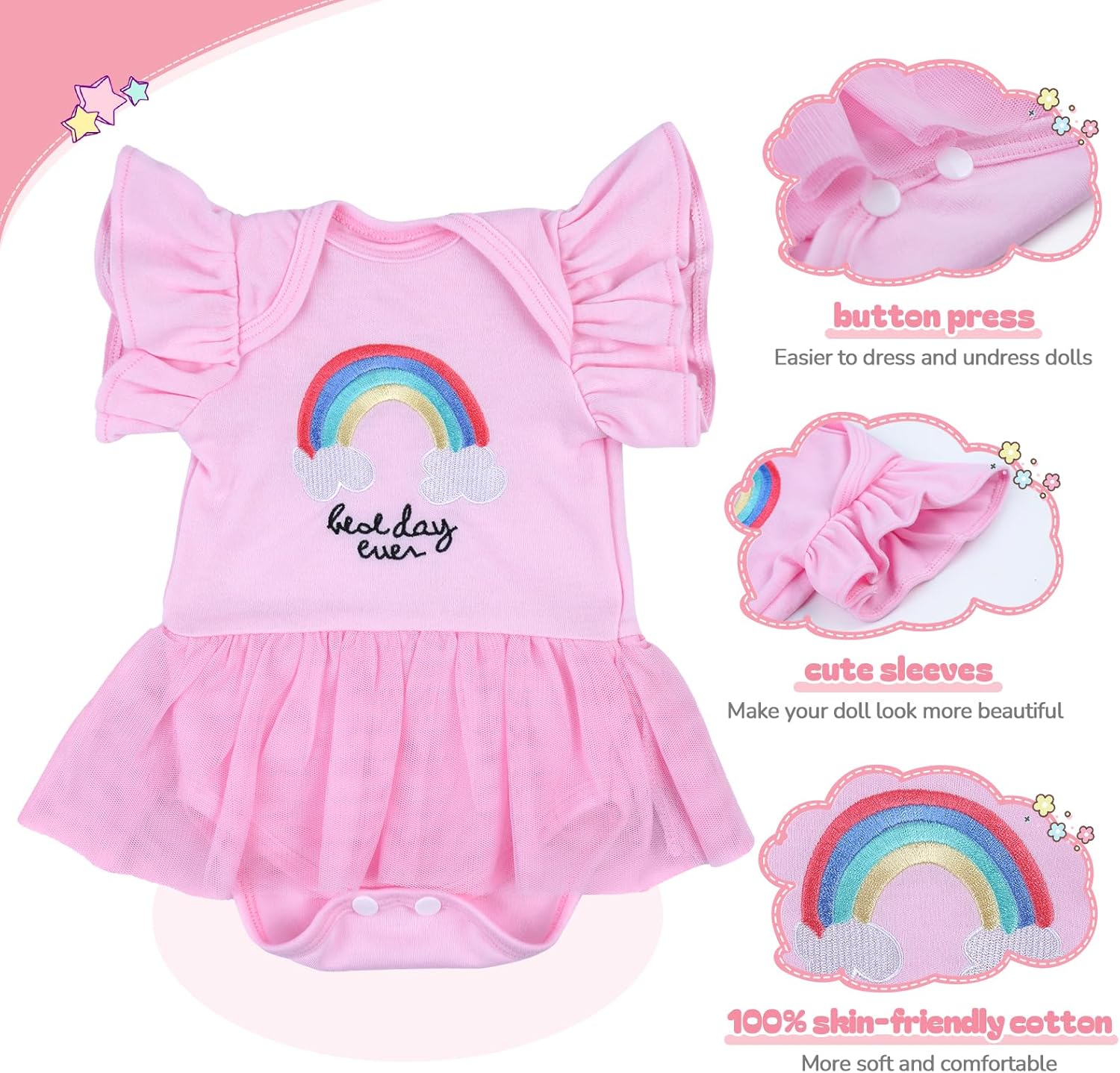 BABESIDE 13 piezas de ropa de muñeca Reborn con moisés para muñecas de 17 a 22 pulgadas, ropa de muñecas de bebé, accesorios de atuendo para muñeca