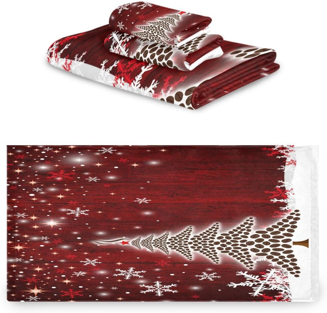 Juego de toallas de baño de árbol de Navidad, ultra suaves, de secado rápido, absorbentes, juego de toallas de baño para ducha, toallas de mano para