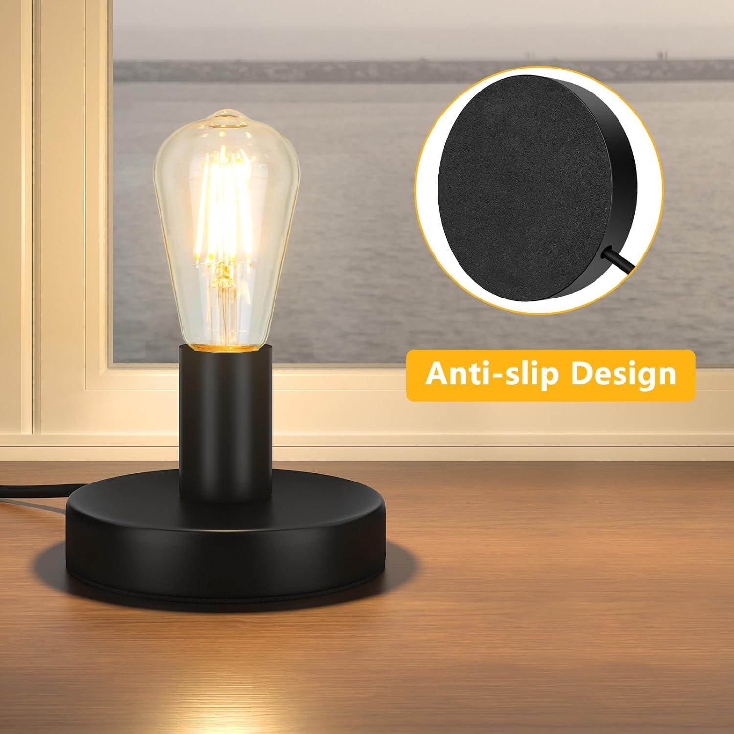 Licperron Base de lámpara de mesa, E26 E27, mini luz negra de escritorio sin sombra, soporte pequeño de metal corto Edison bombilla base de bombilla