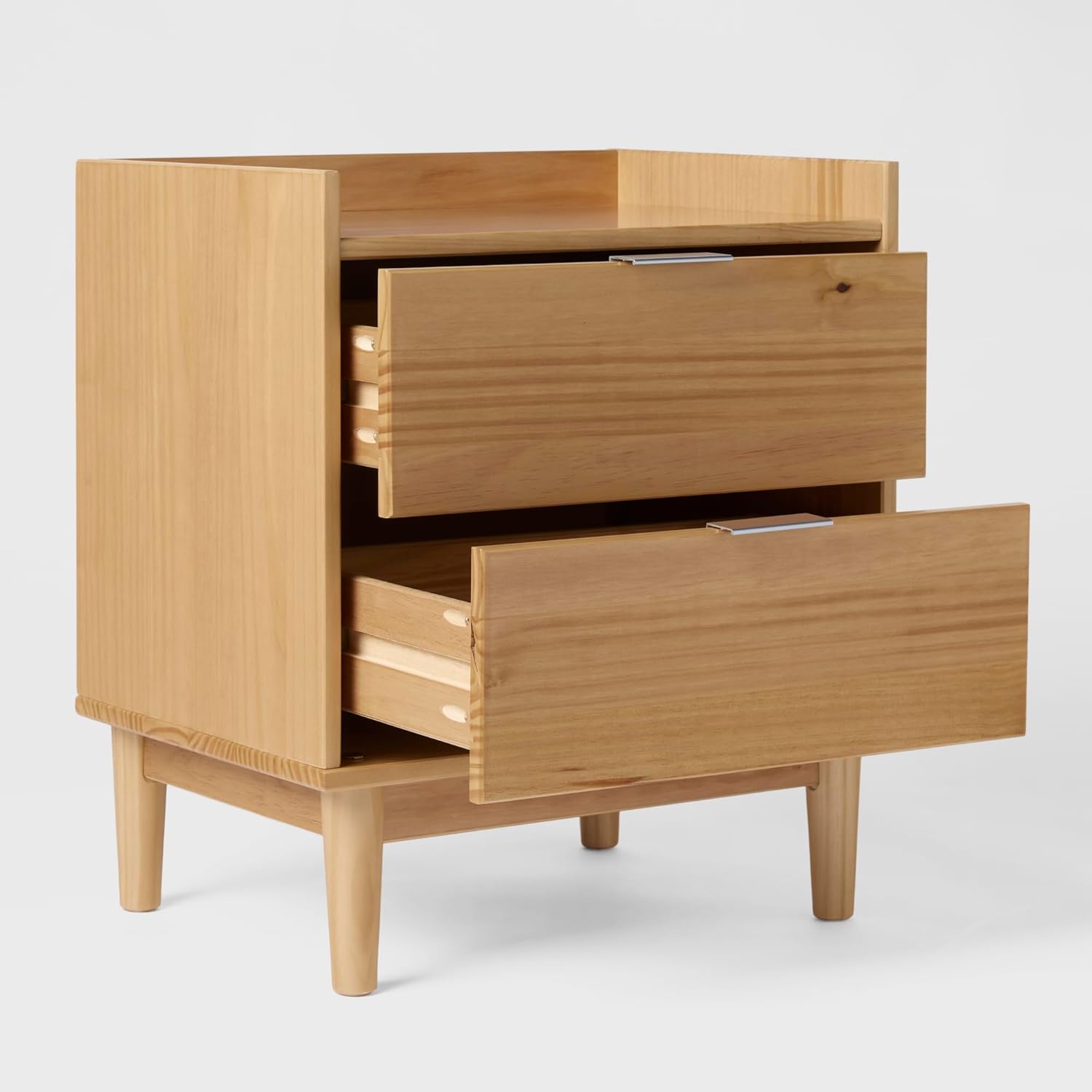 Walker Edison Blythe Mid-Century – Mesita de noche moderna con 2 cajones, 20 pulgadas, pino natural