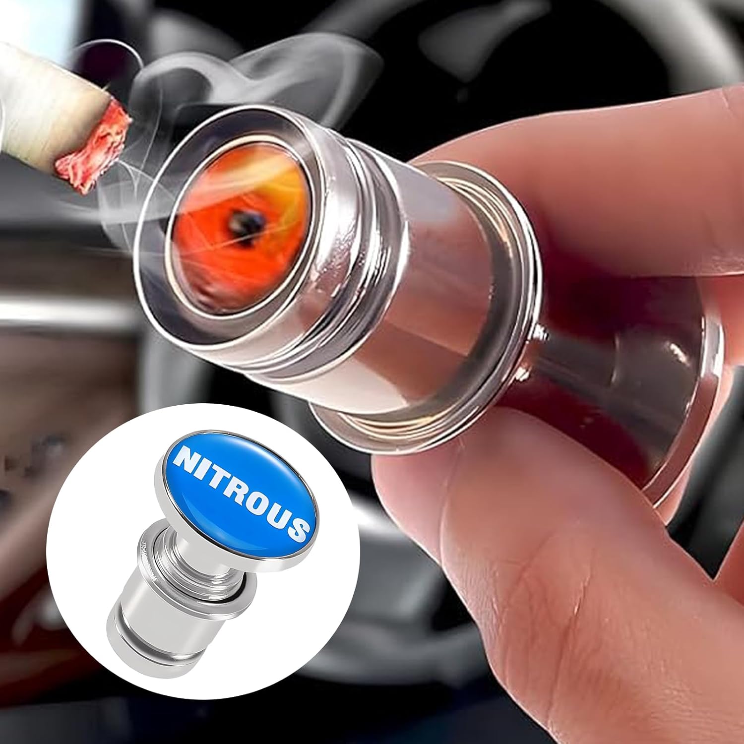 ZBGUN Pack-1 Car 12V Cigarette Lighter Plug, 1.29″ x 1.88″ Metal Anti-scratch Quickly Ignite Cigarette Butts, EJECT Unique Decorative Cigarette