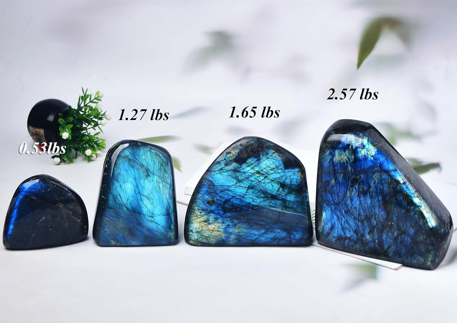 FZBHRO Piedra de cristal curativa de labradorita pulida de labradorita grande para regalo de meditación, decoración del hogar, 0.8-1.3 libras