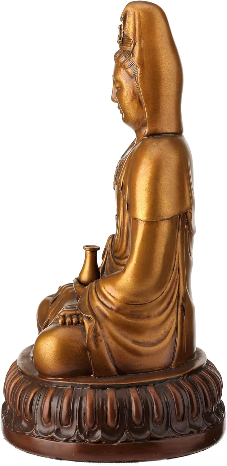 Veronese Design 5 12 pulgadas de alto Guanyin Lotus Meditación Pacífica Estatua Resina Acabado pintado a mano