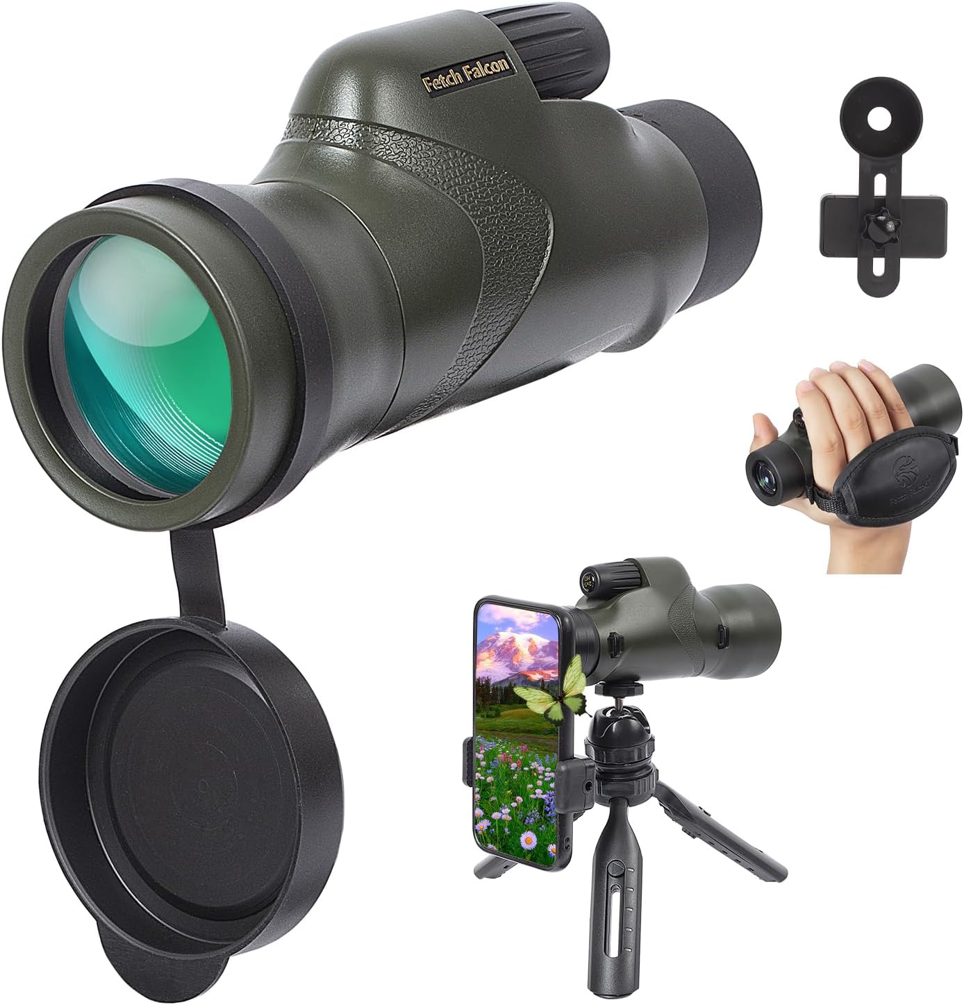 Fetch Falcon- Monoculares BAK4 FMC HD rellenos de nitrógeno IPX7 de 12 x 50 pulgadas (ocular de 10.0 in a prueba de agua bajo 1 M de agua, 30