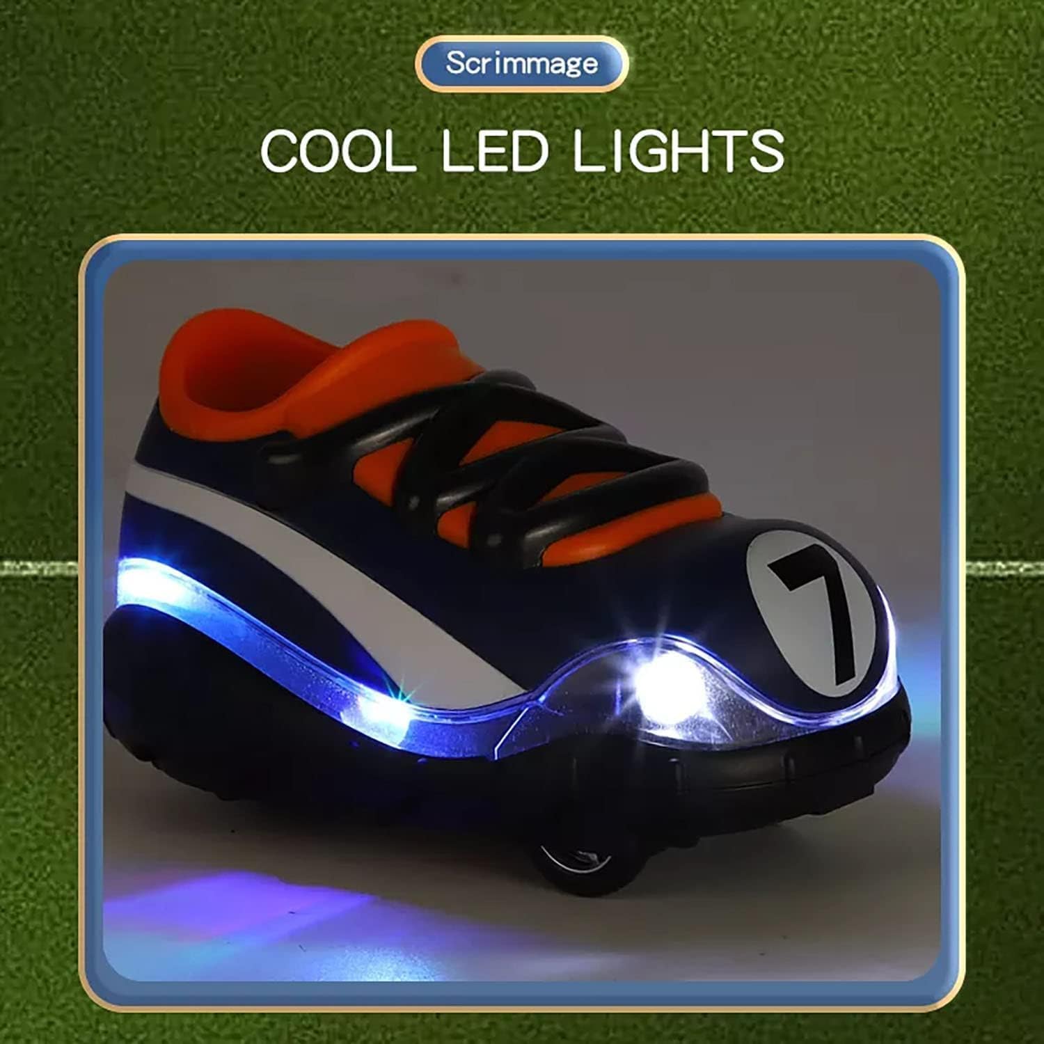 2.4G – Zapatos de fútbol con control remoto para niños con luces LED, juguetes educativos interactivos (naranja y azul, juego de dos coches)