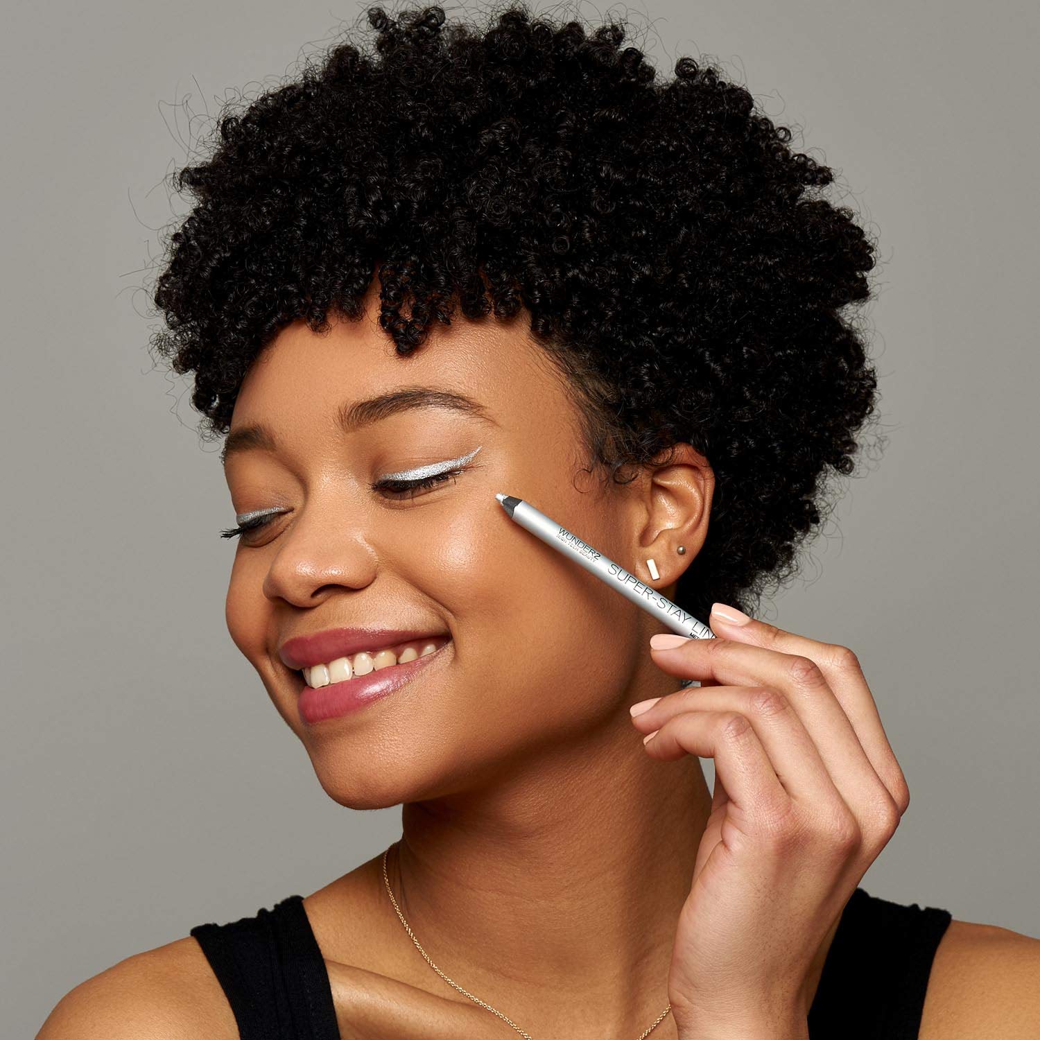 Wunder2 SUPER-STAY LINER Lápiz delineador de ojos de maquillaje de larga duración, impermeable, color turquesa, azul metálico