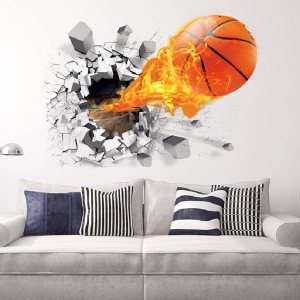 HINIHAO Adhesivo decorativo 3D autoadhesivo extraíble para pared (baloncesto 3D) HINIHAO Adhesivo decorativo 3D autoadhesivo extraíble para pared (baloncesto 3D)