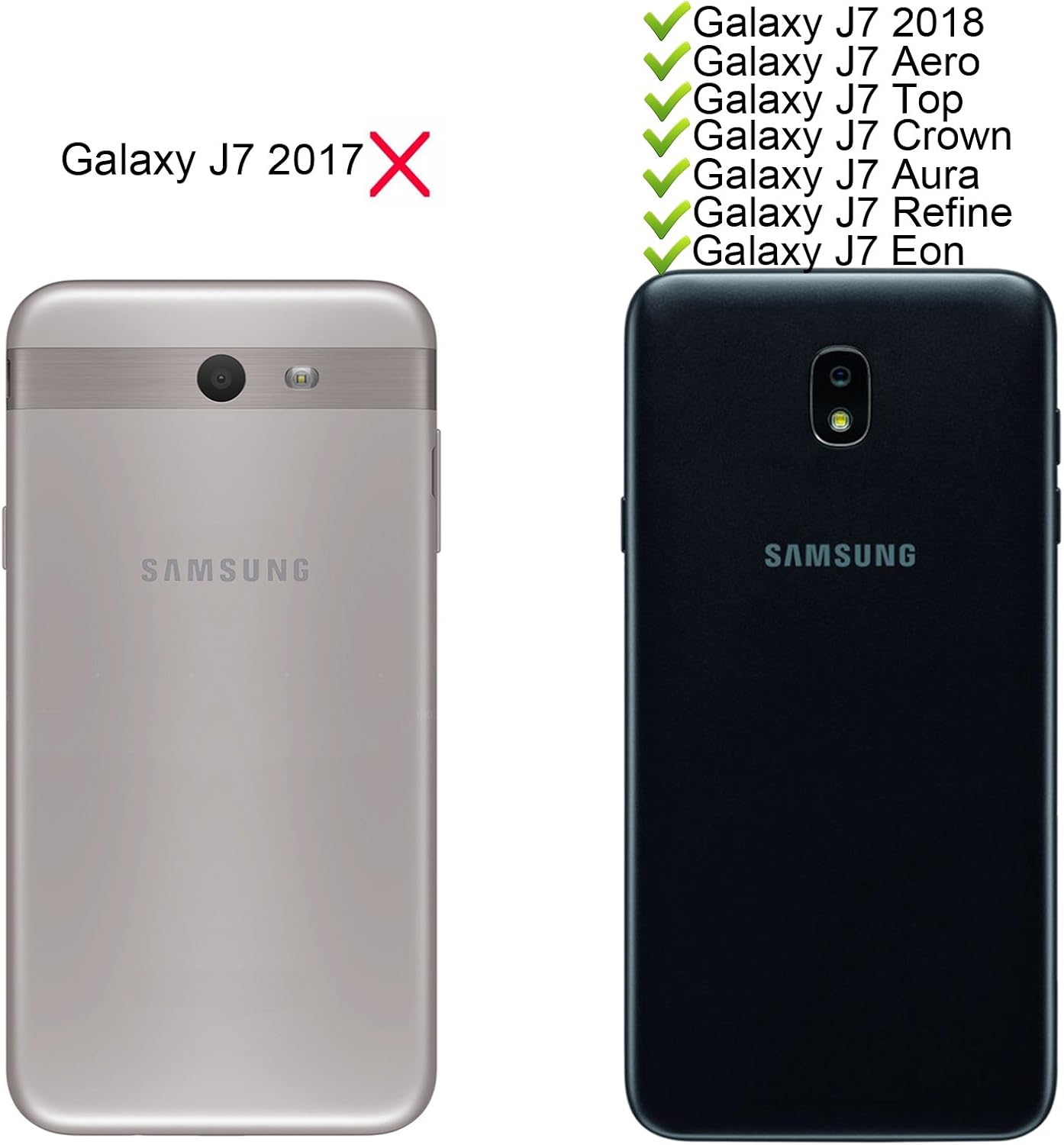 Tekcoo Para Galaxy J7 2018J7 AeroJ7 V 2ndJ7 TopJ7 CrownJ7 AuraJ7 Refine Wallet Case, ID Tarjetas de Crédito Titular de la Bolsa de Cuero PU Folio