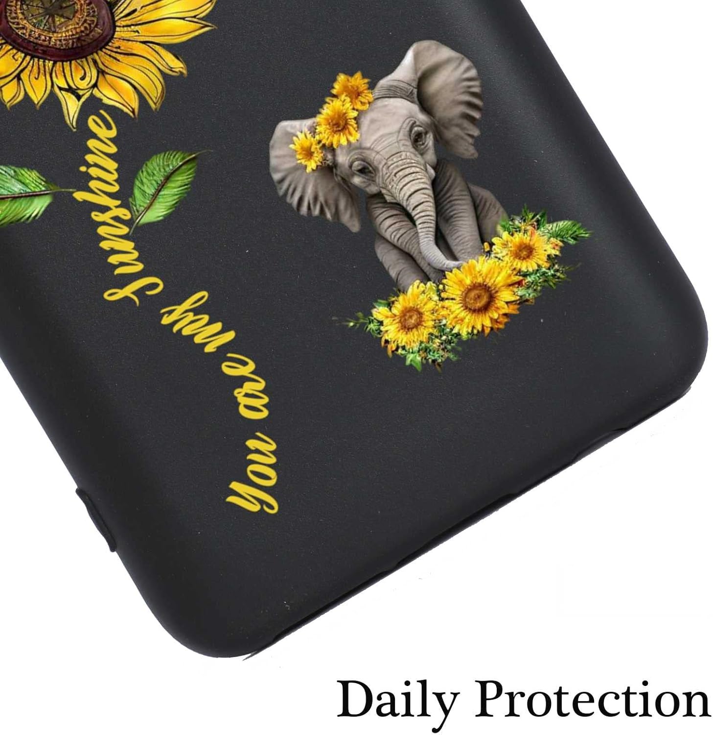 Funda de silicona suave compatible con Moto One 5G AceMotorola G 5G Elefante, diseño floral de girasol con texto en inglés “You’re My Sunshine”
