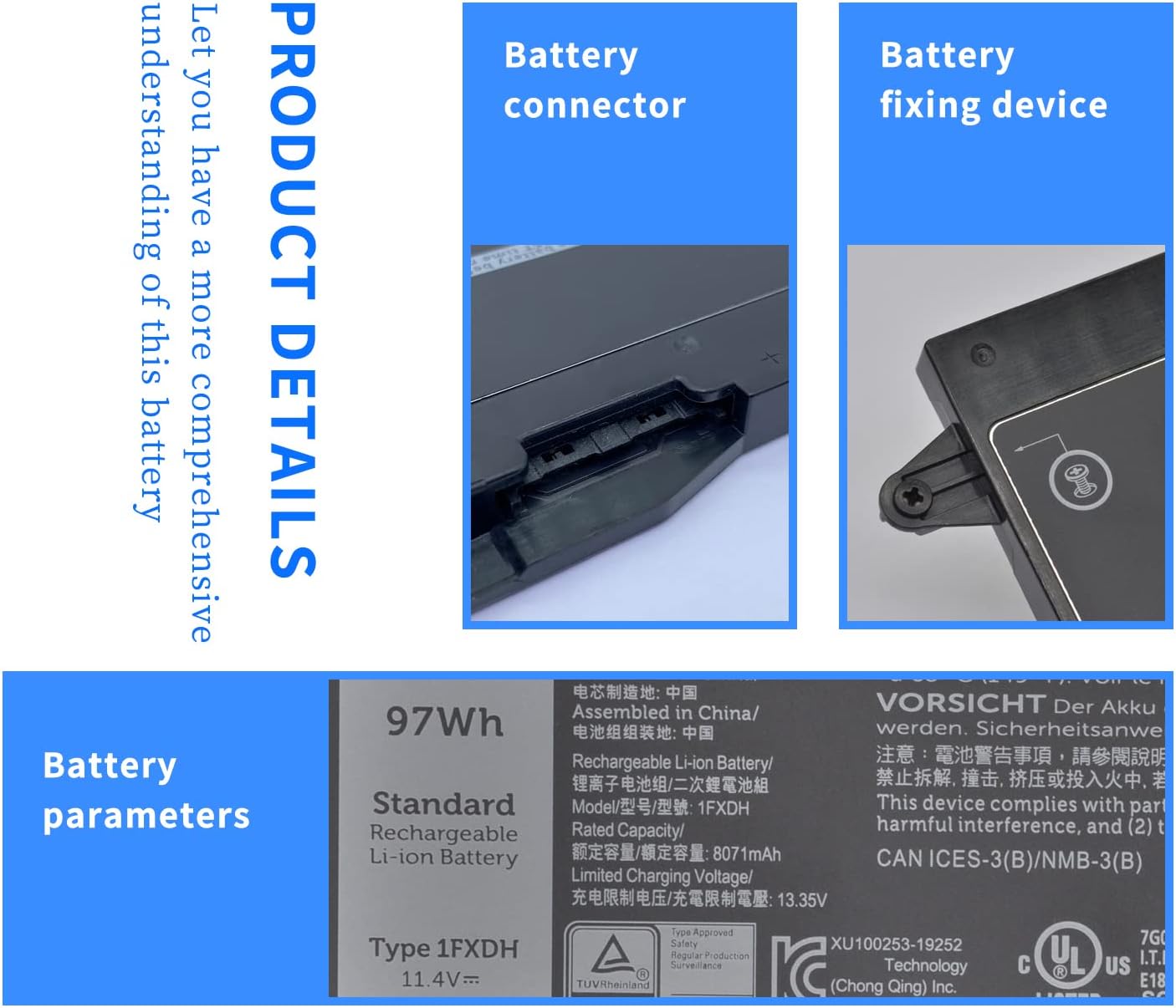 HXPK 1FXDH – Batería para portátil Dell Precision 3541 3551 Latitude 15 5501 E5501 5511 E5511 Series Notebook 01WJT0 1WJT0 0D191G D191G CN-0D191G