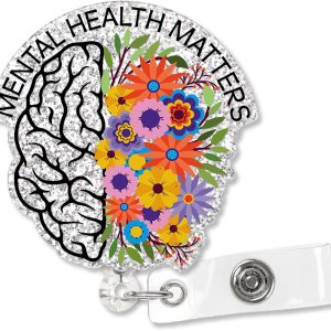 XQLZY Mental Health Matters – Carrete retráctil plateado con clip de cocodrilo y caja de regalo, divertido soporte para tarjeta de identificación de XQLZY Mental Health Matters – Carrete retráctil plateado con clip de cocodrilo y caja de regalo, divertido soporte para tarjeta de identificación de