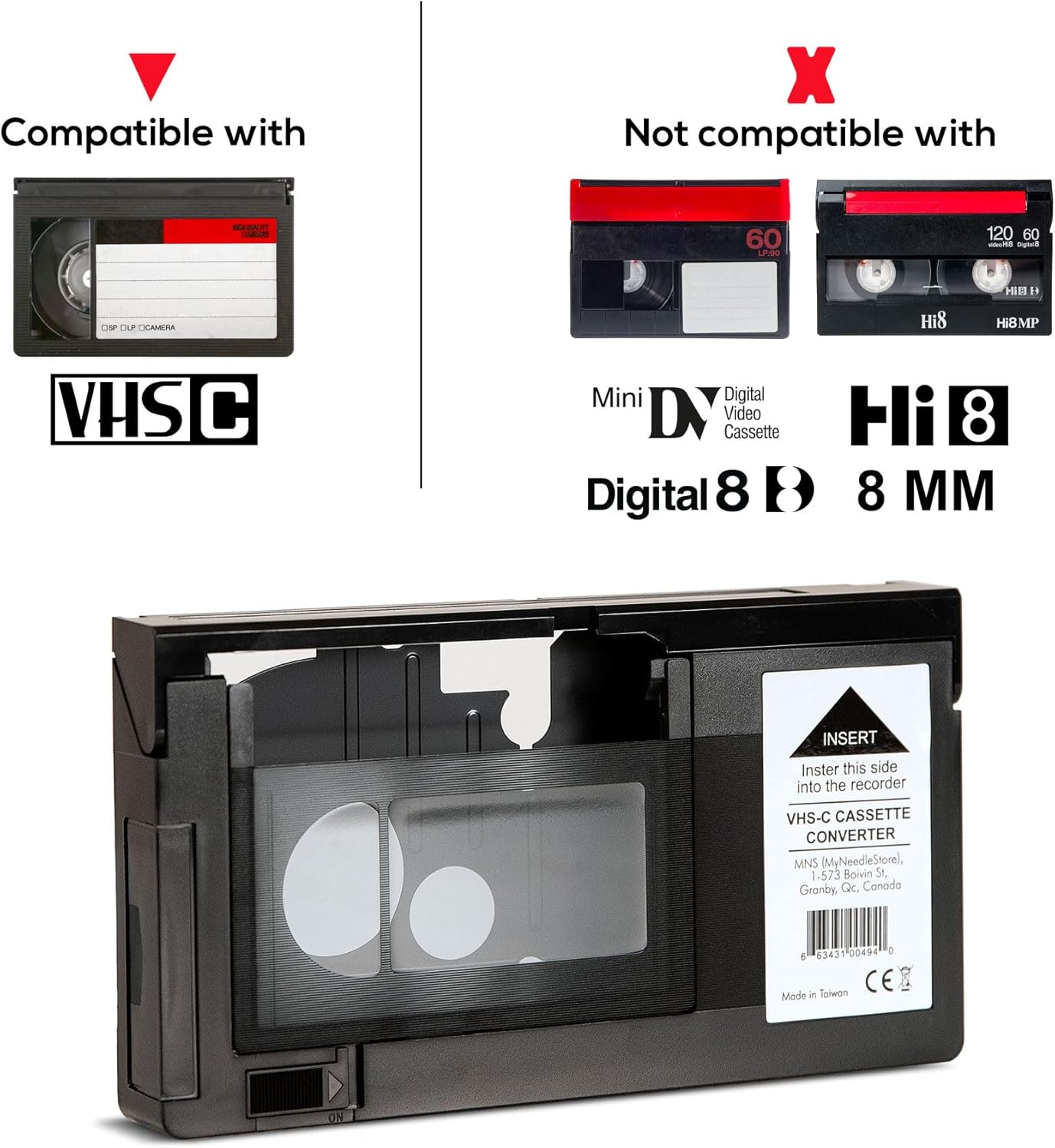 Adaptador de casete motorizado Vhs-c