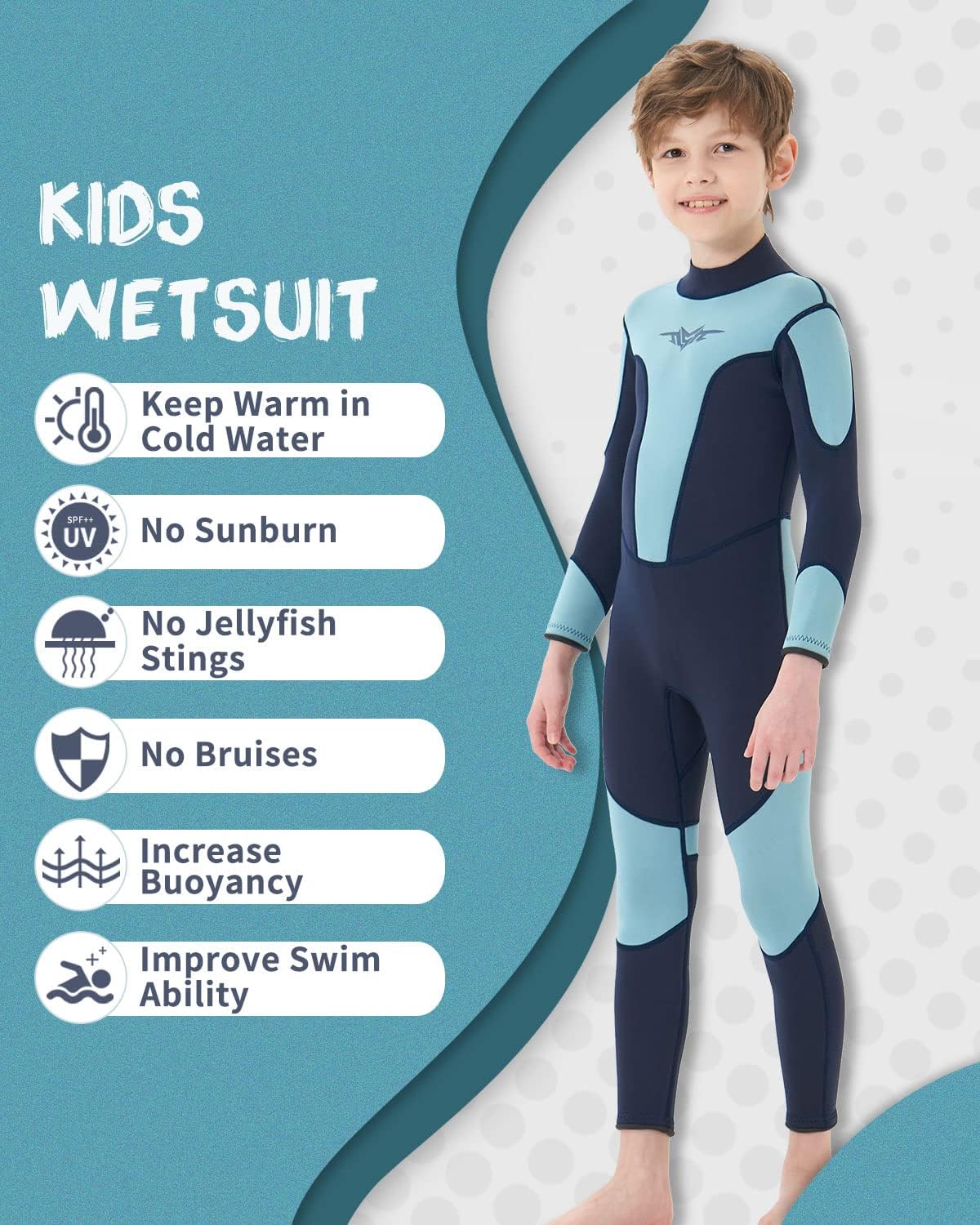 Seaskin Traje de neopreno para niños y niñas, trajes de baño térmicos con cremallera trasera de 0.118 in
