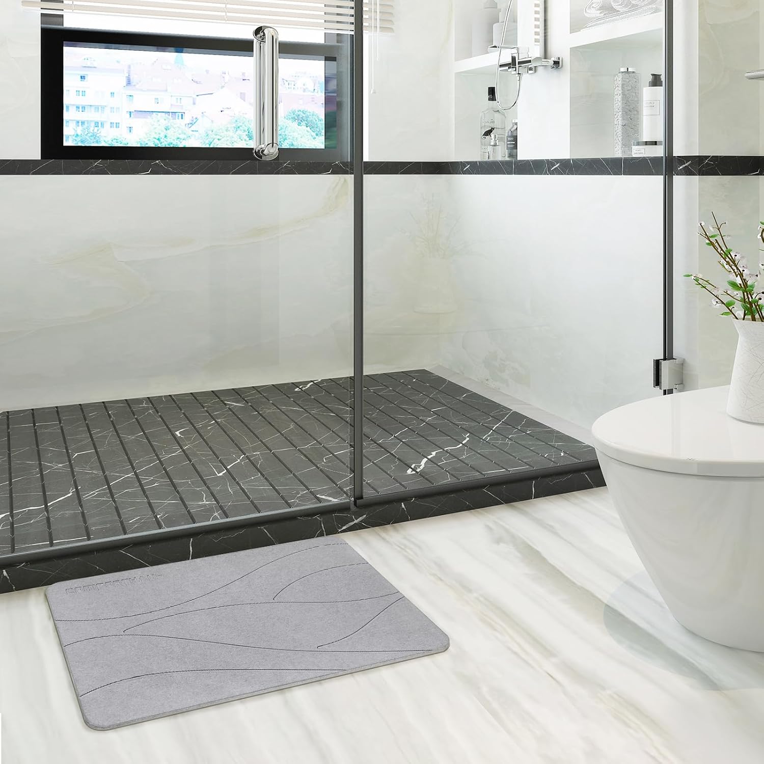 ComfortHaus Tapete de baño de piedra, piedra de tierra de diatomeas para baño, tapete de baño de secado rápido, antideslizante, súper absorbente,