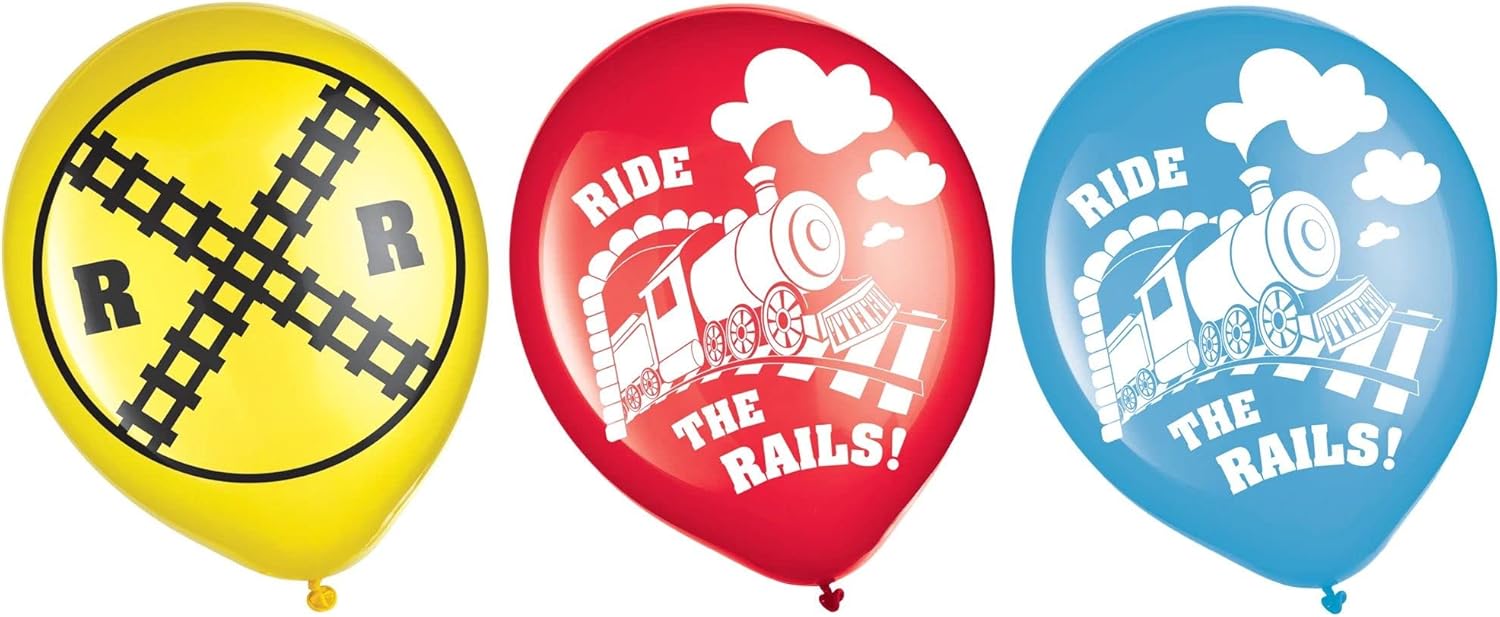 amscan Thomas All Aboard – Globos de látex estampados, paquete de 6, multicolor