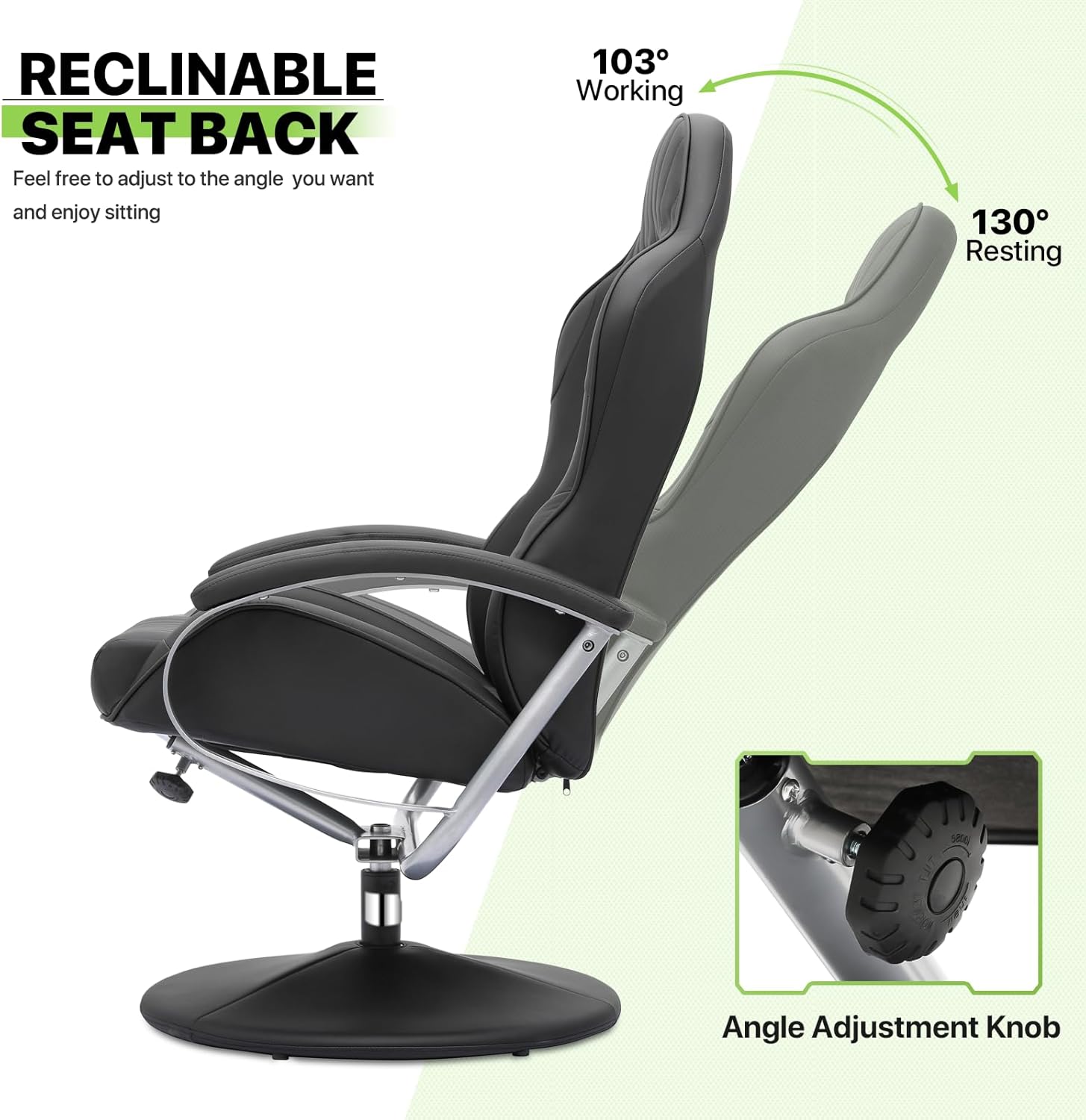 Magshion Silla reclinable estilo carreras con otomana, silla tapizada para videojuegos con respaldo ajustable, silla reclinable giratoria con