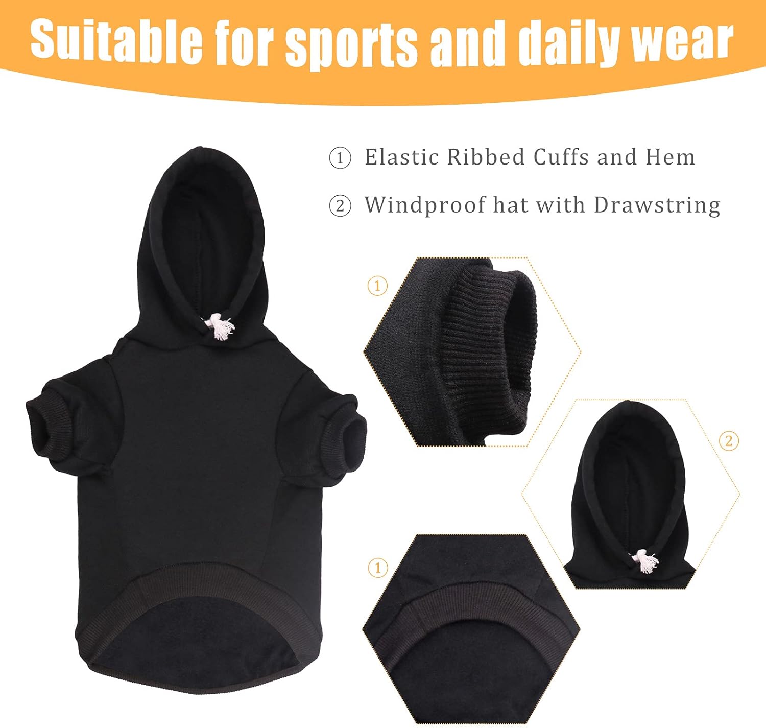 Uteuvili – Sudadera de seguridad con capucha para perros – Suave ropa de vellón cepillado para perros – Sudadera con capucha y bolsillo para perros