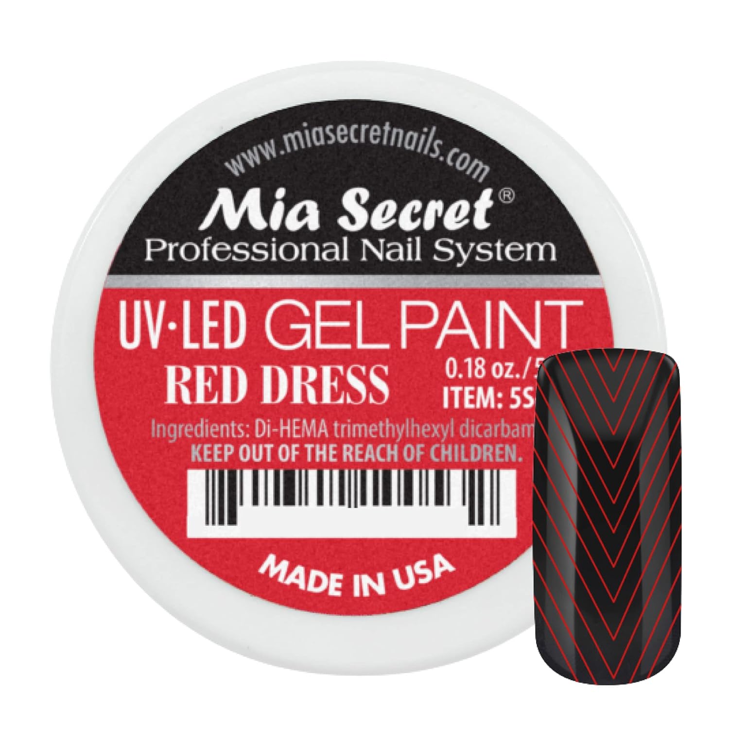 Mia Secret Sistema de uñas profesional UVLED Gel Paint – 0.18 oz (vestido rojo)