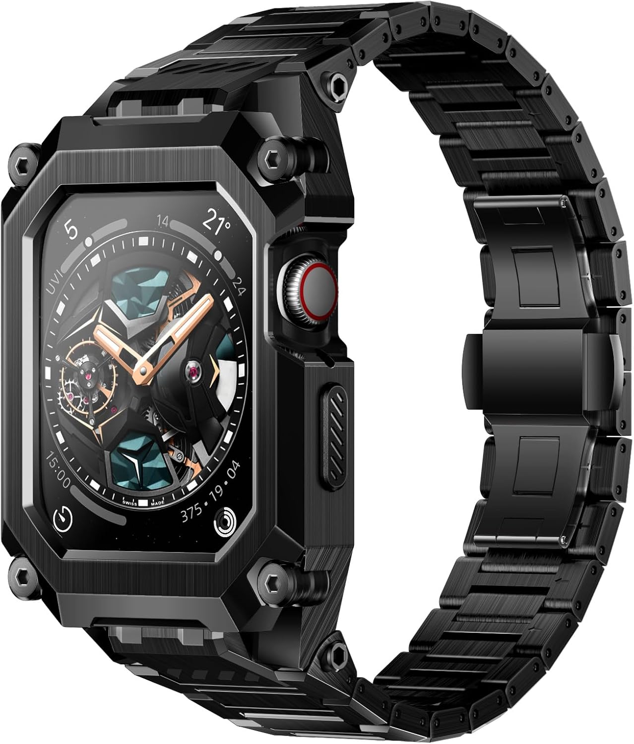 SUPCASE Unicorn Beetle – Carcasa de acero con correa para Apple Watch Series 98SE27654SE (1.771.73 pulgadas), funda protectora resistente de metal