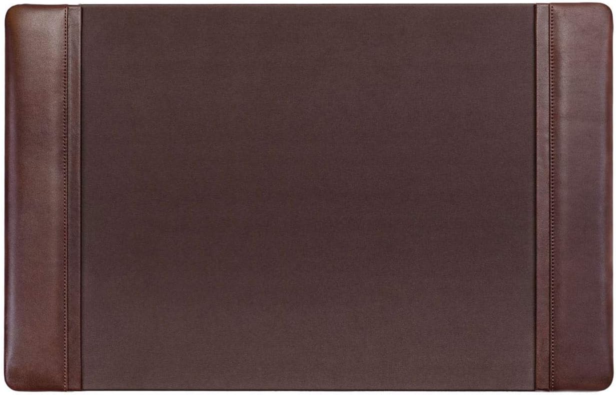 Dacasso Almohadilla con rieles laterales de cuero de lujo para escritura, protector de superficie de escritorio ejecutivo, 22 x 14 pulgadas, marrón