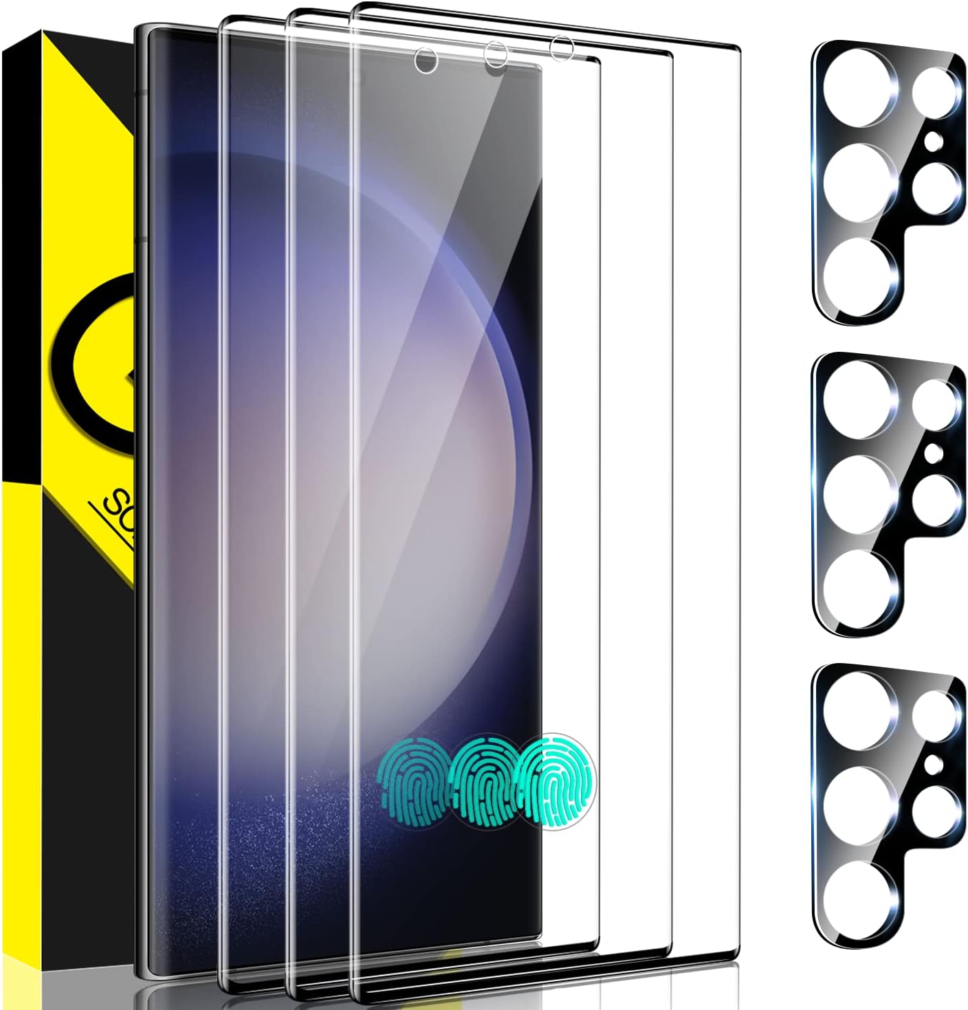 Asstar Paquete de 3 protectores de pantalla para Samsung Galaxy S23 Ultra, paquete de 3 protectores de pantalla de vidrio templado 9H con 3
