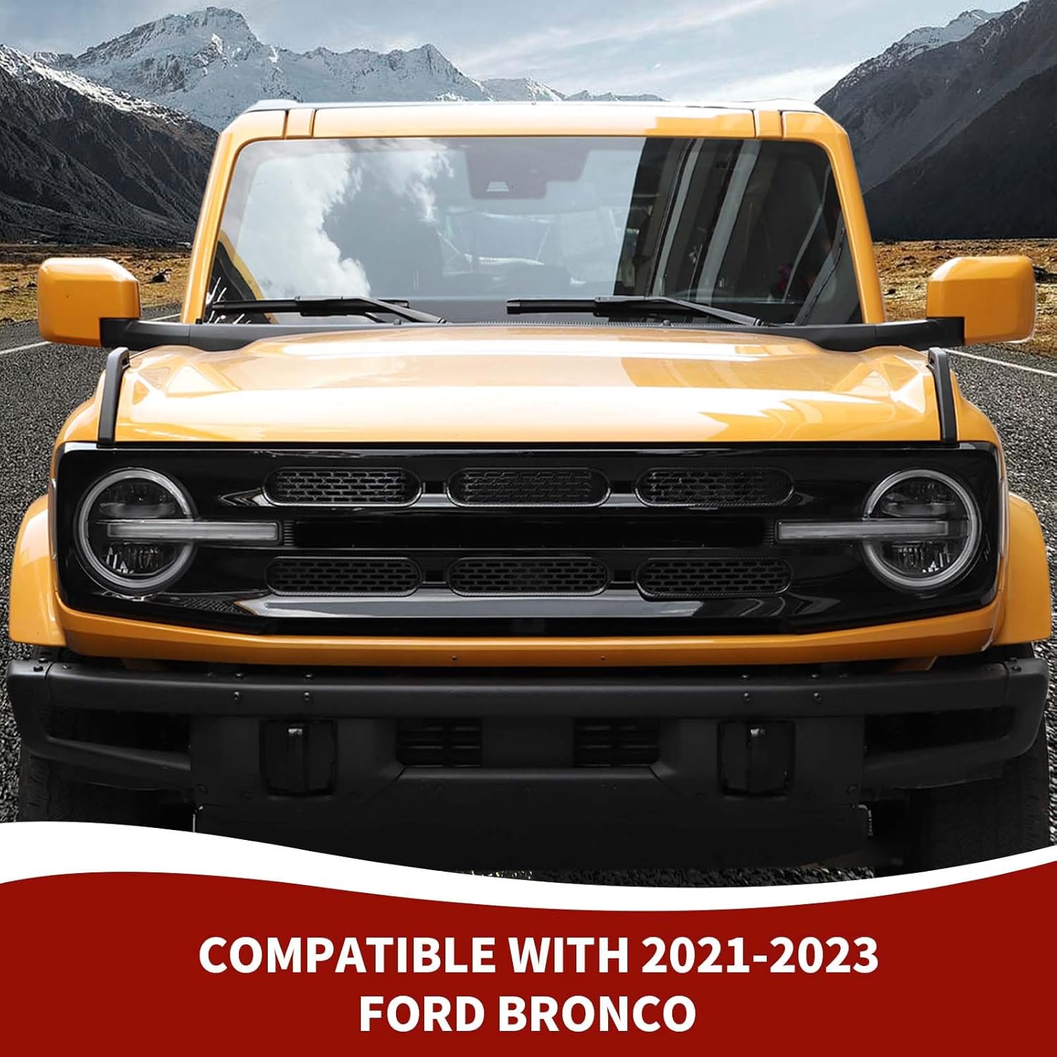 Para insertos de parrilla Bronco, 6 piezas de cubierta protectora de malla de rejilla frontal con clip compatible con accesorios exteriores Ford