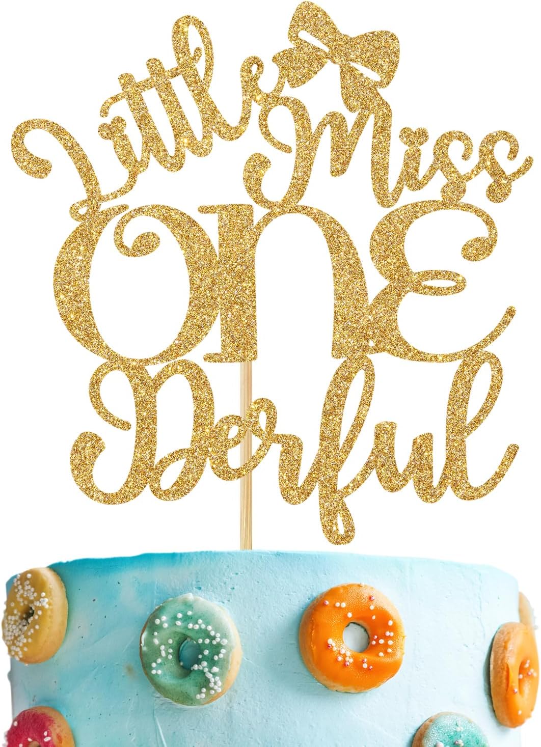 Decoración para pastel de Miss Onederful con purpurina dorada, decoración de pastel de primer cumpleaños para niñas de 1 año, suministros de