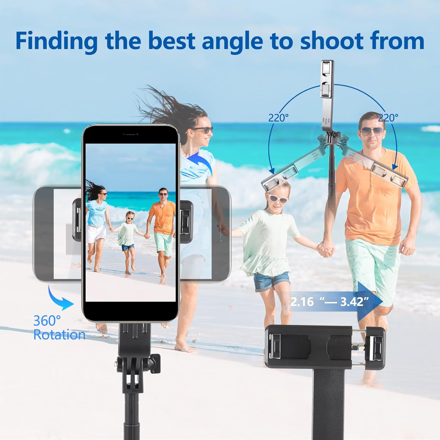 Trípode de teléfono de 60 pulgadas y palo para selfie, trípode extensible portátil para teléfono, soporte de trípode de aleación de aluminio con