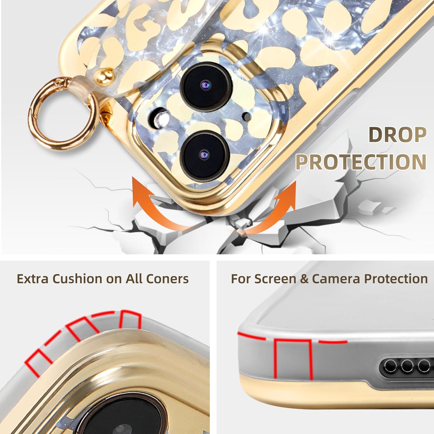 Funda para iPhone 14 Plus con función atril para Apple iPhone 14 Plus de 6.7 pulgadas (patrón de piel de leopardo)